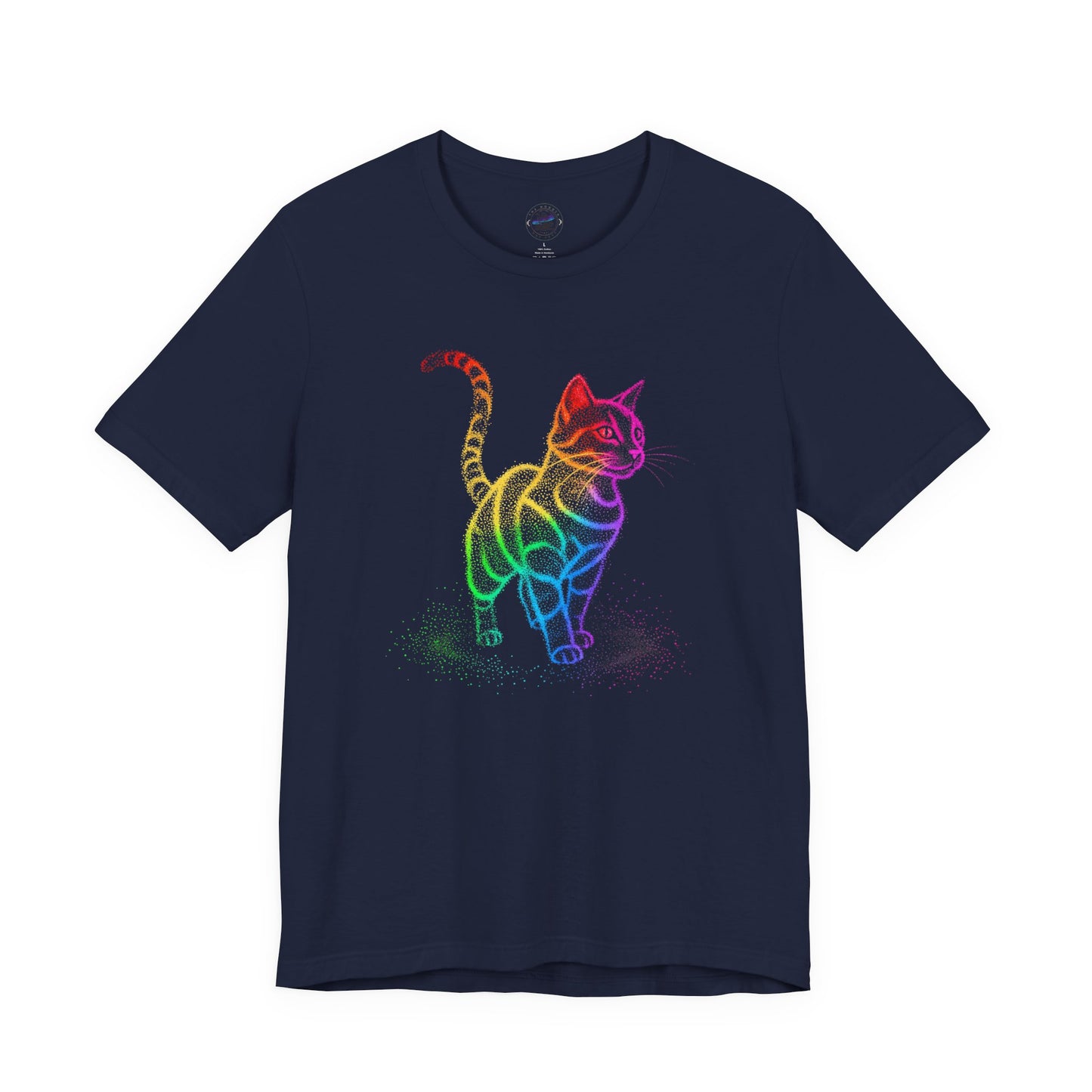 Day Dot Style, Rainbow Cat Unisex Jersey Tee, Colorful Cat Shirt, Gift for Cat Lovers, Cute Pet Apparel, Cat-Themed Fashion, Animal Lover Tee