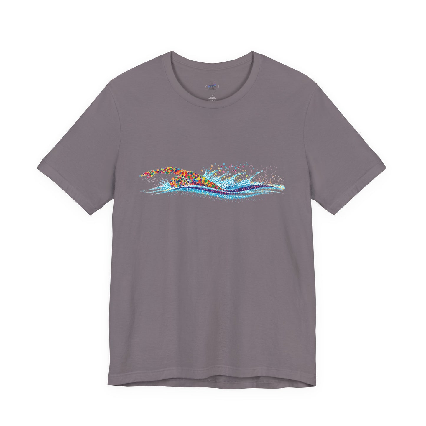Colorful Day Dot Cool Wave Swimmer Graphic Unisex Tee, Casual Wear, Graphic T-Shirt, Beach Lover Shirt, Gift for Surfers