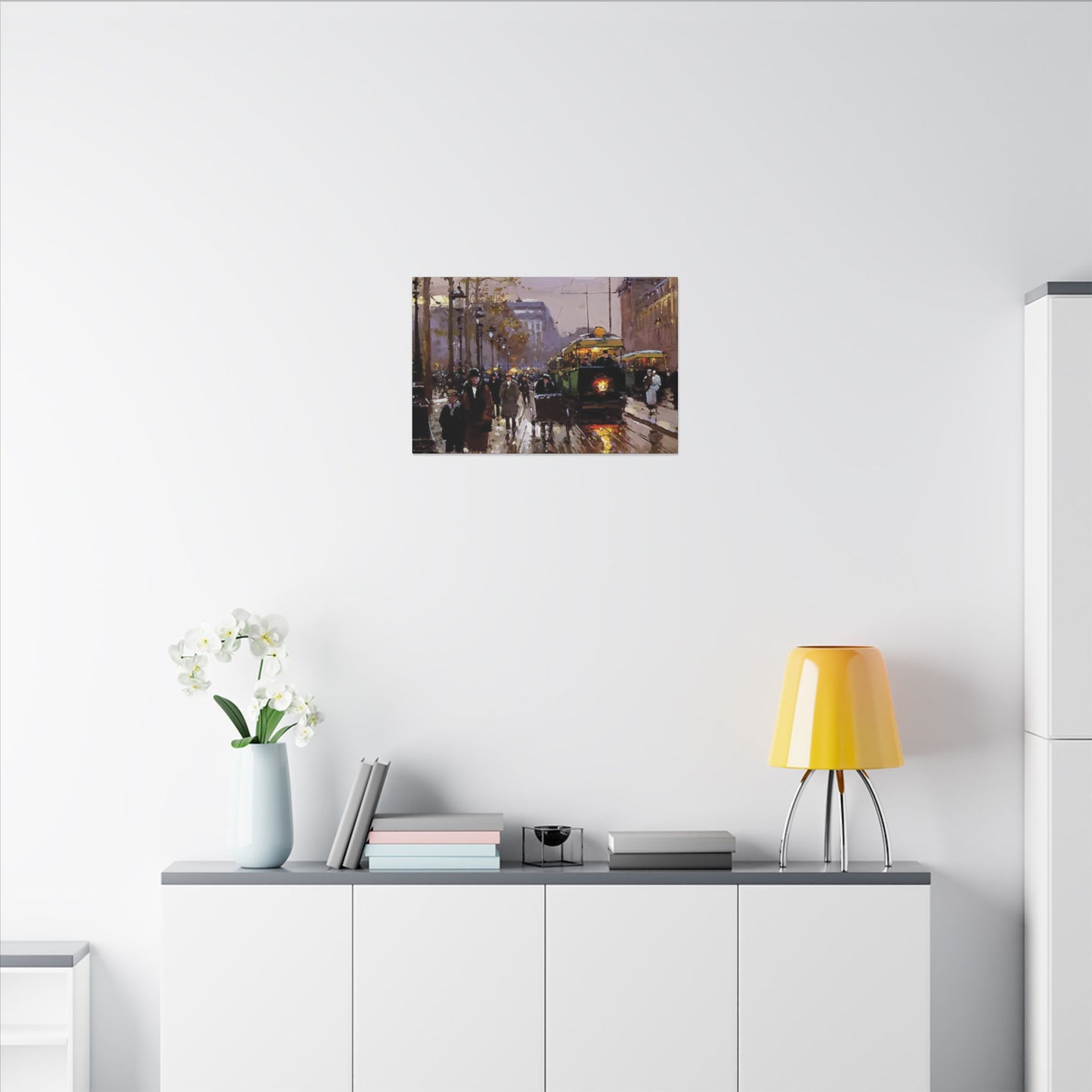 Canvas Print - Vintage Art of France Streetcar, French Artwork