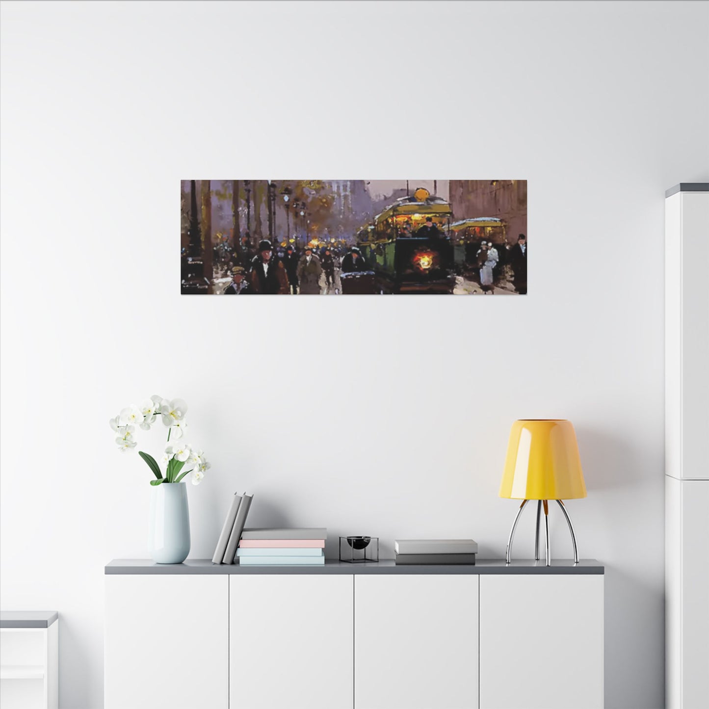 Canvas Print - Vintage Art of France Streetcar, French Artwork