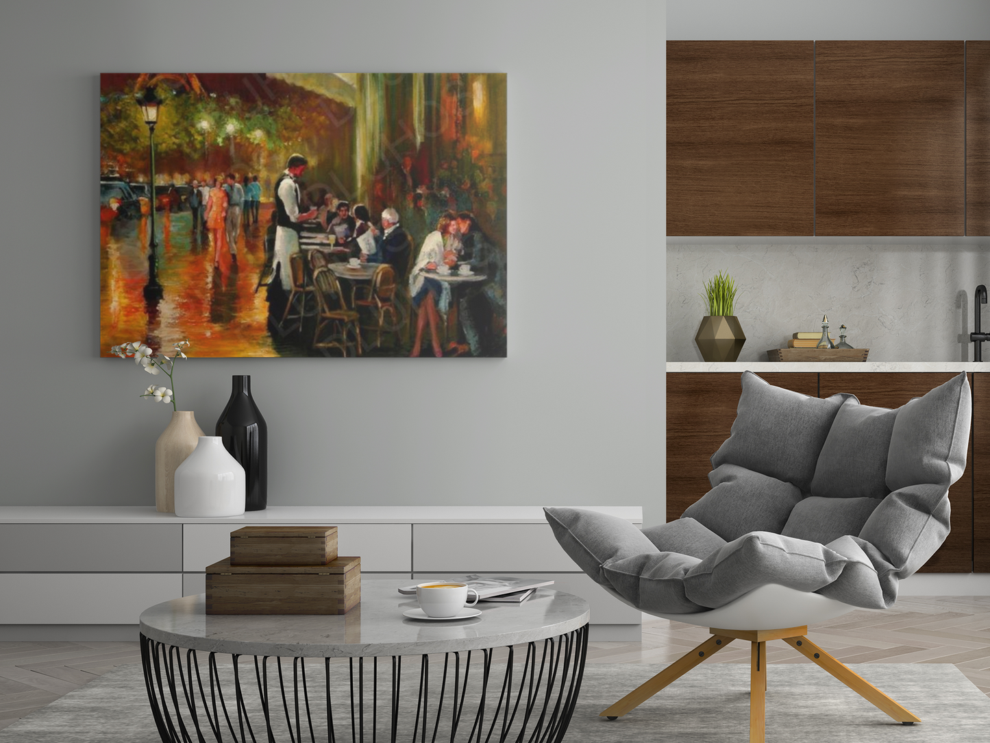 Canvas Wall Art - Charming French Street side Cafe Dining