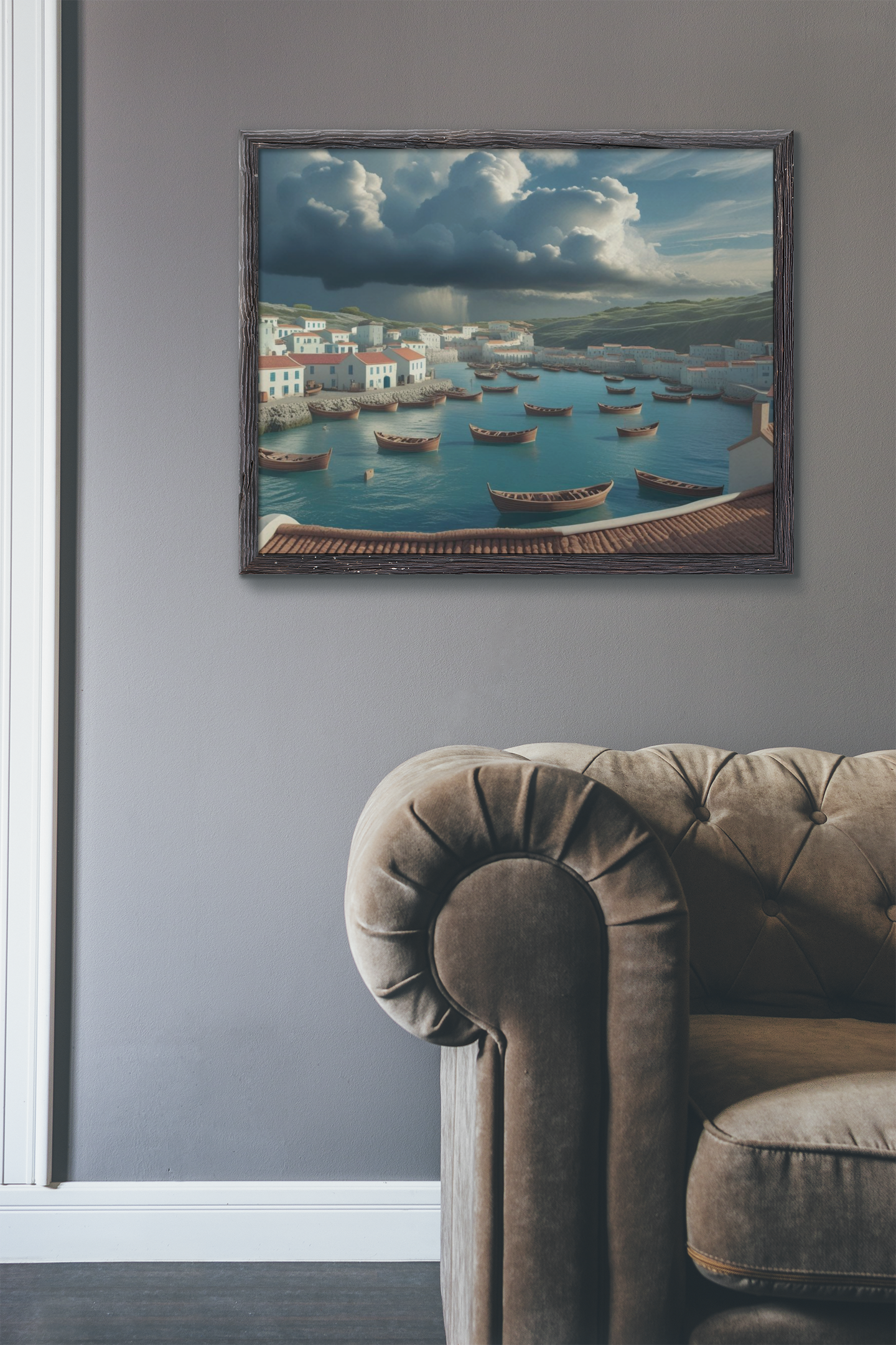 Matte Canvas Wall Art, Coastal Landscape Decor, Seaside Home Aesthetic, Nautical Wall Hanging, Bohemian Interior Decoration