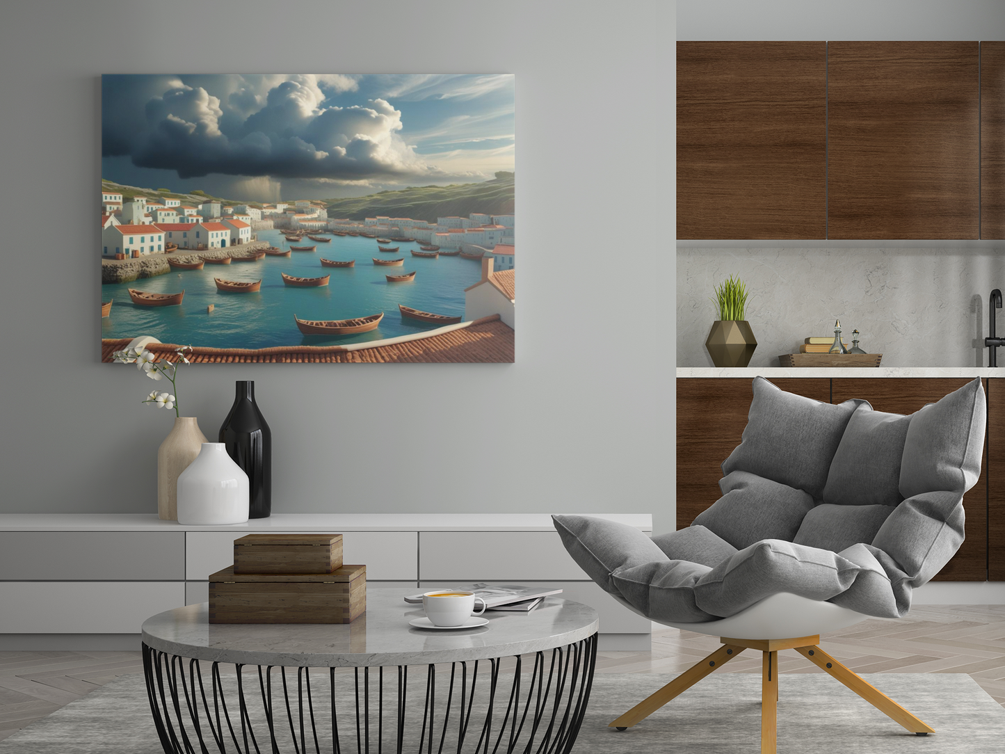 Matte Canvas Wall Art, Coastal Landscape Decor, Seaside Home Aesthetic, Nautical Wall Hanging, Bohemian Interior Decoration