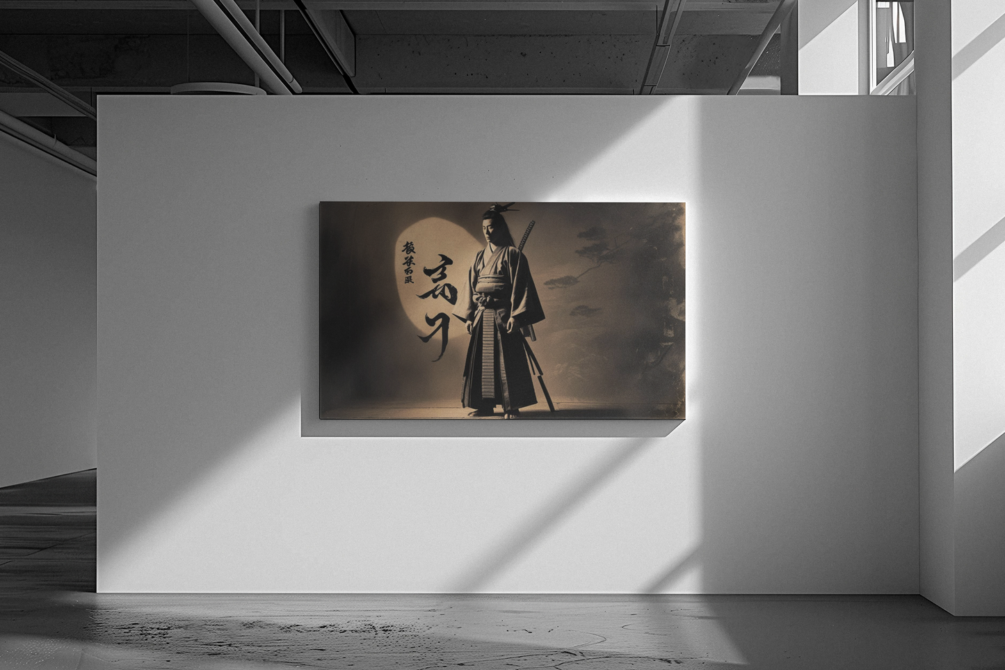 Stretched Canvas Art Print, Japanese Samurai Wall Decor, Asian Aesthetic Art