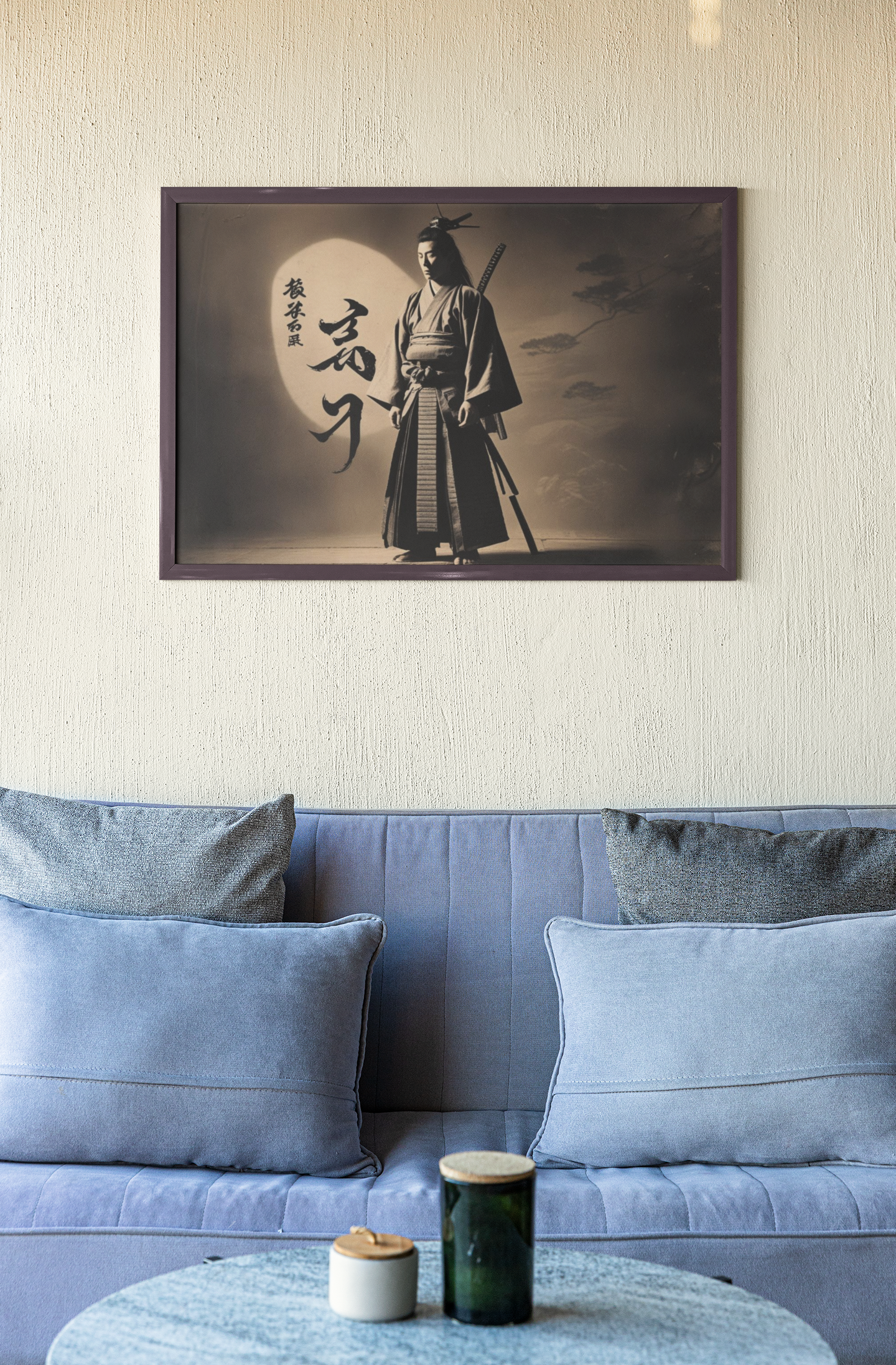 Stretched Canvas Art Print, Japanese Samurai Wall Decor, Asian Aesthetic Art