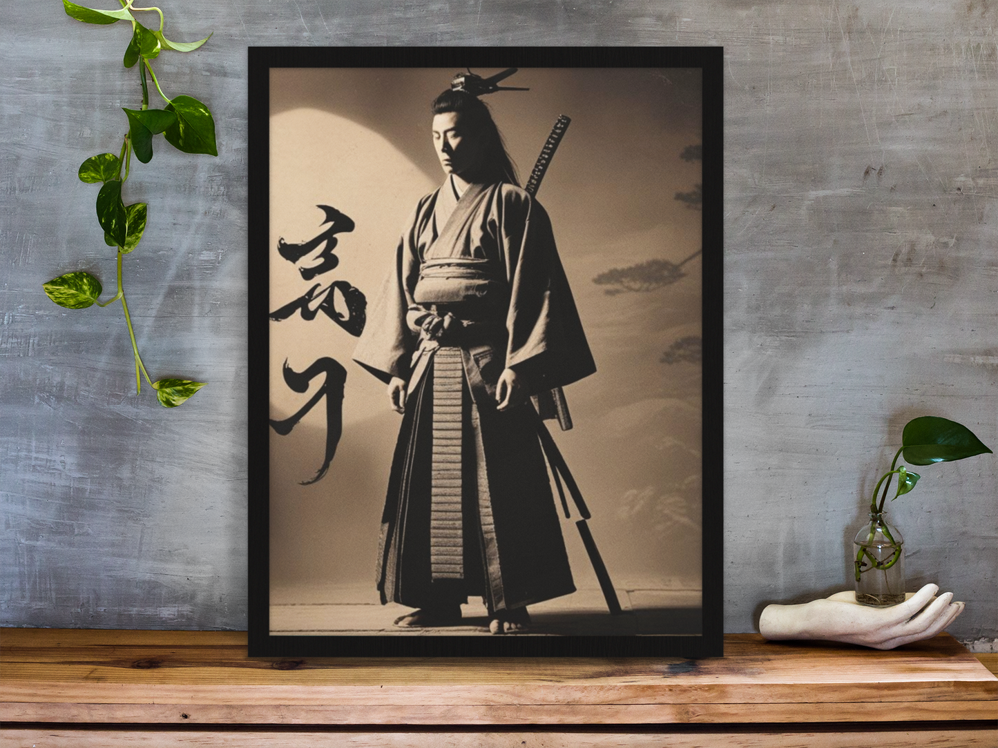 Stretched Canvas Art Print, Japanese Samurai Wall Decor, Asian Aesthetic Art