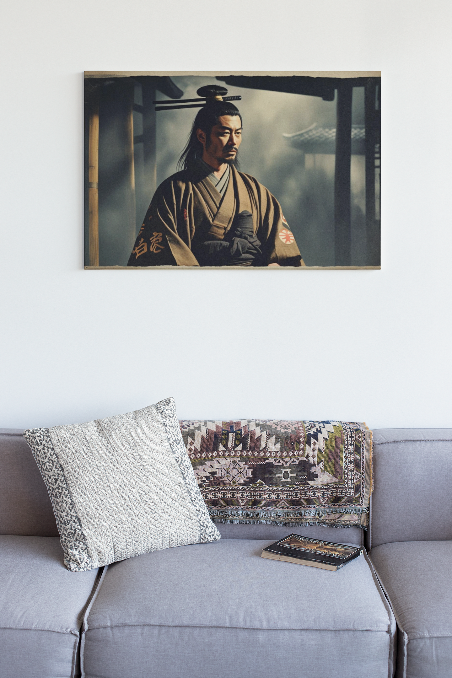 Japanese Samurai Canvas Wall Art, Stretched Canvas, Home Decor, Samurai Art Print, Japanese Wall Decor