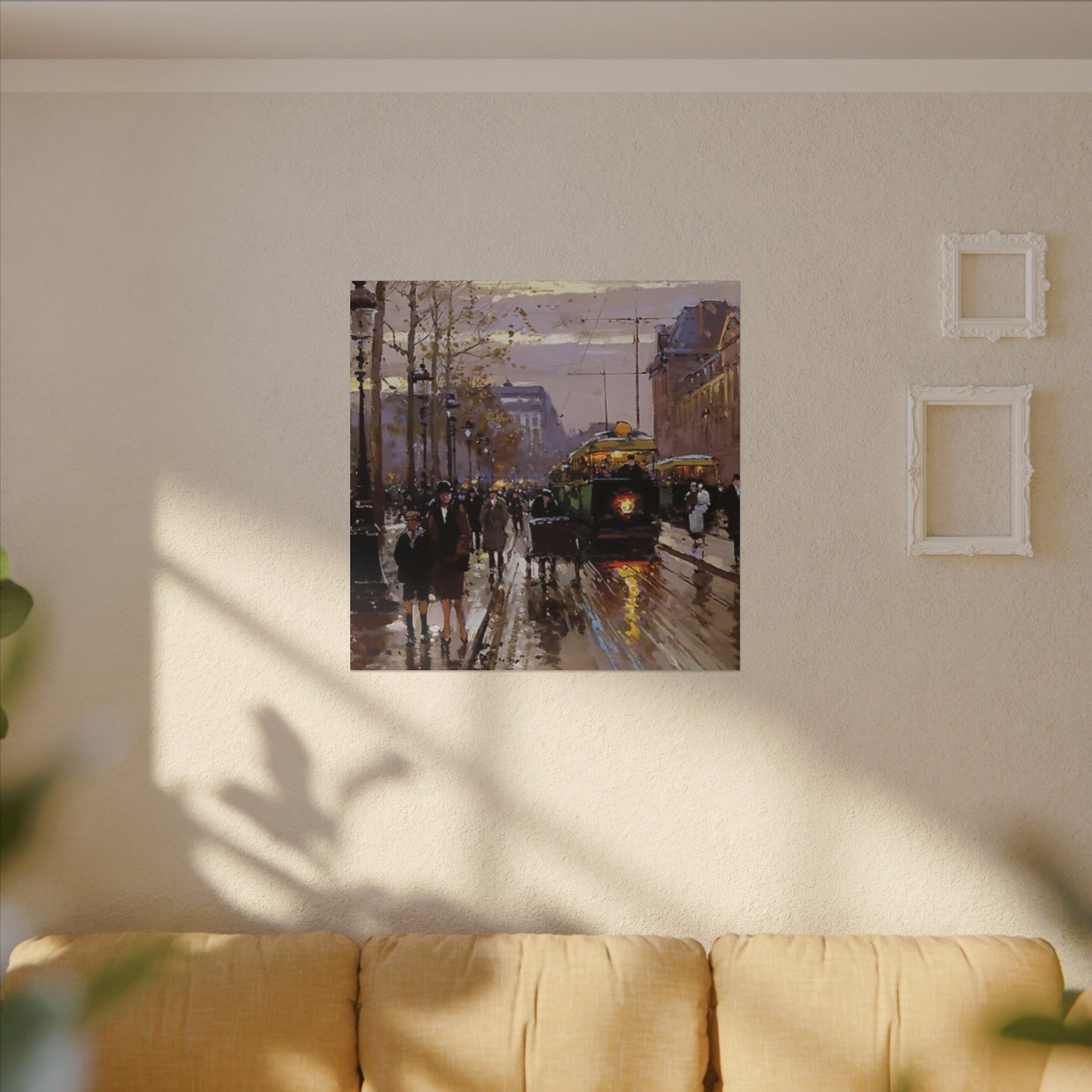 Canvas Print - Vintage Art of France Streetcar, French Artwork