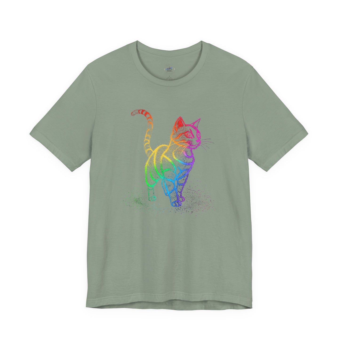 Day Dot Style, Rainbow Cat Unisex Jersey Tee, Colorful Cat Shirt, Gift for Cat Lovers, Cute Pet Apparel, Cat-Themed Fashion, Animal Lover Tee