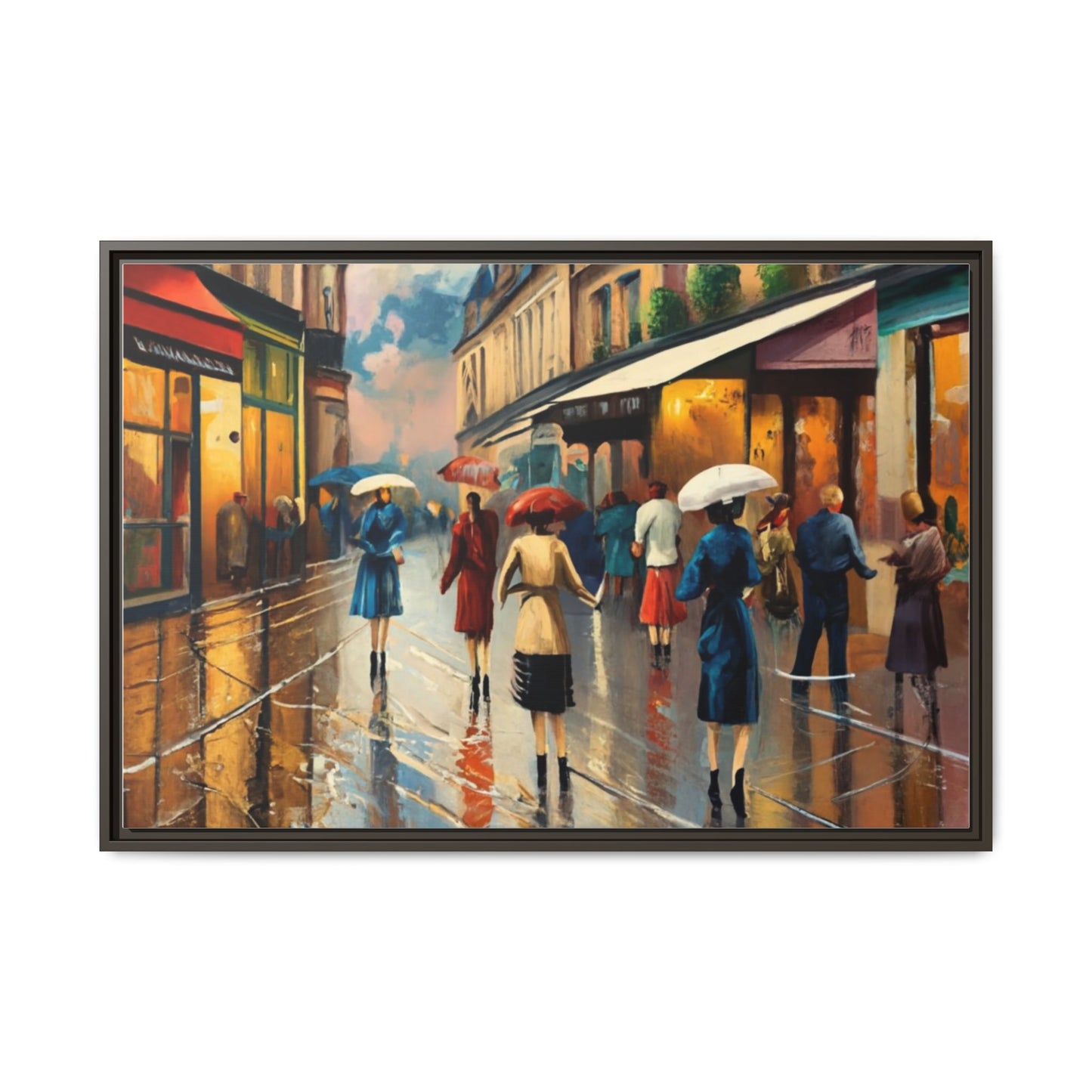 Framed Canvas-Cityscape French Ladies Shopping