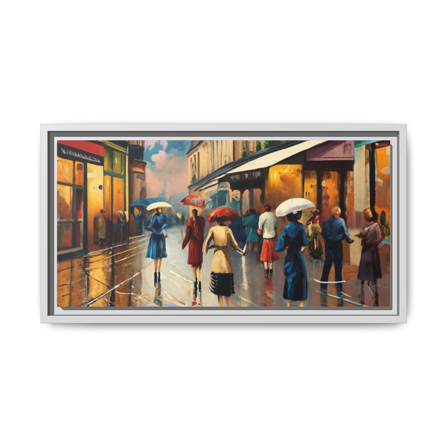 Framed Canvas-Cityscape French Ladies Shopping