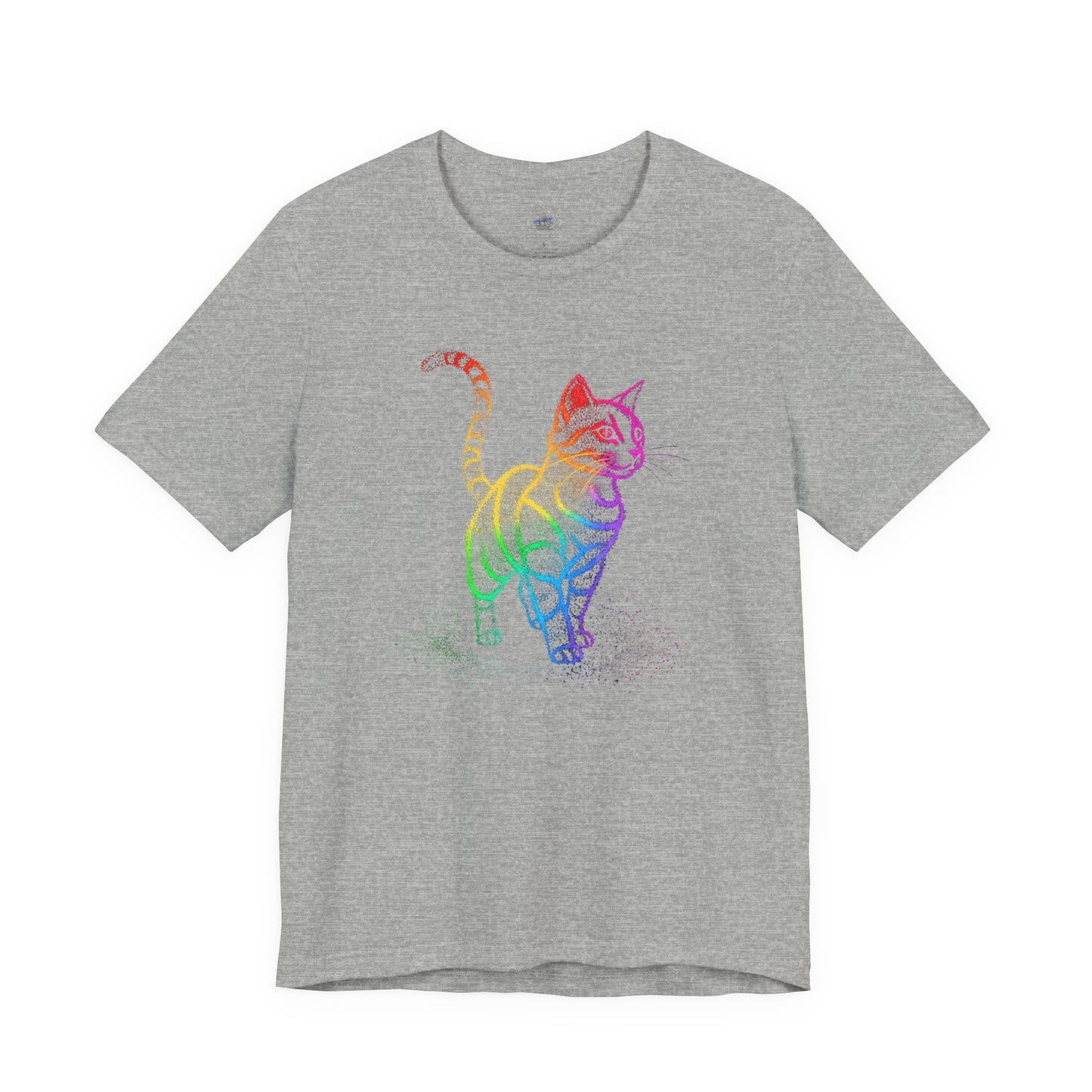 Day Dot Style, Rainbow Cat Unisex Jersey Tee, Colorful Cat Shirt, Gift for Cat Lovers, Cute Pet Apparel, Cat-Themed Fashion, Animal Lover Tee
