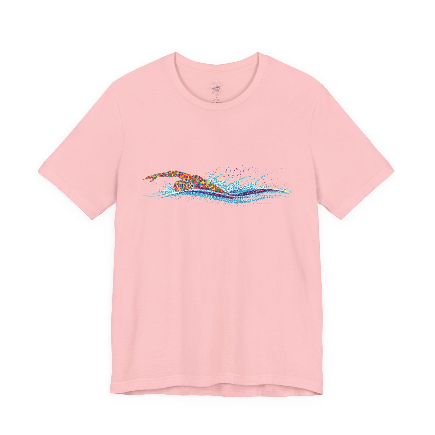 Colorful Day Dot Cool Wave Swimmer Graphic Unisex Tee, Casual Wear, Graphic T-Shirt, Beach Lover Shirt, Gift for Surfers