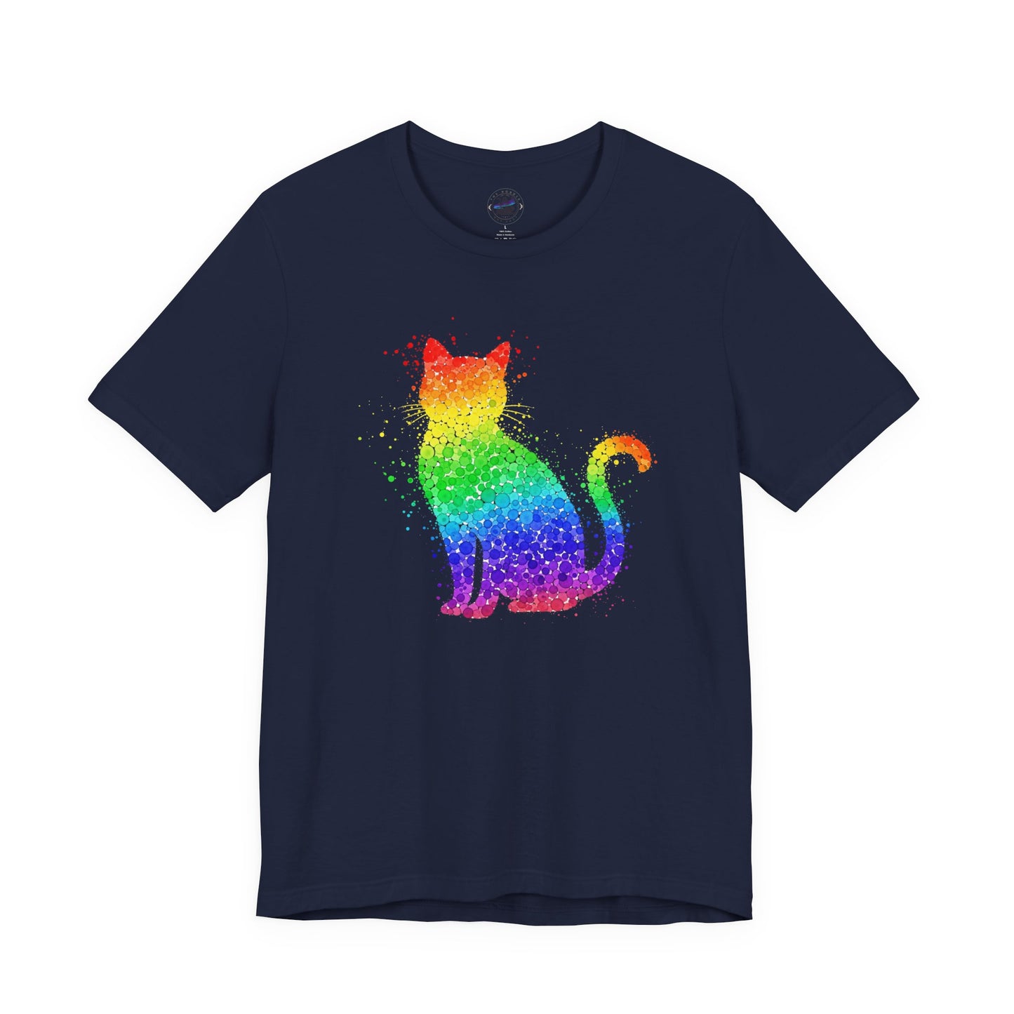 Day Dot Design, Colorful Cat Art Unisex Tee, Rainbow Cat T-Shirt, Pet Lover Gift, Cat Owner Apparel, Cute Cat Shirt, LGBT Pride Fashion