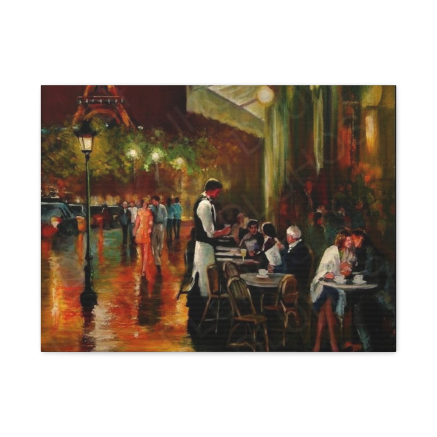Canvas Wall Art - Charming French Street side Cafe Dining