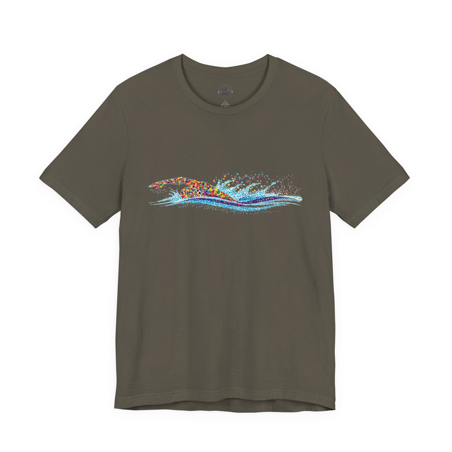 Colorful Day Dot Cool Wave Swimmer Graphic Unisex Tee, Casual Wear, Graphic T-Shirt, Beach Lover Shirt, Gift for Surfers