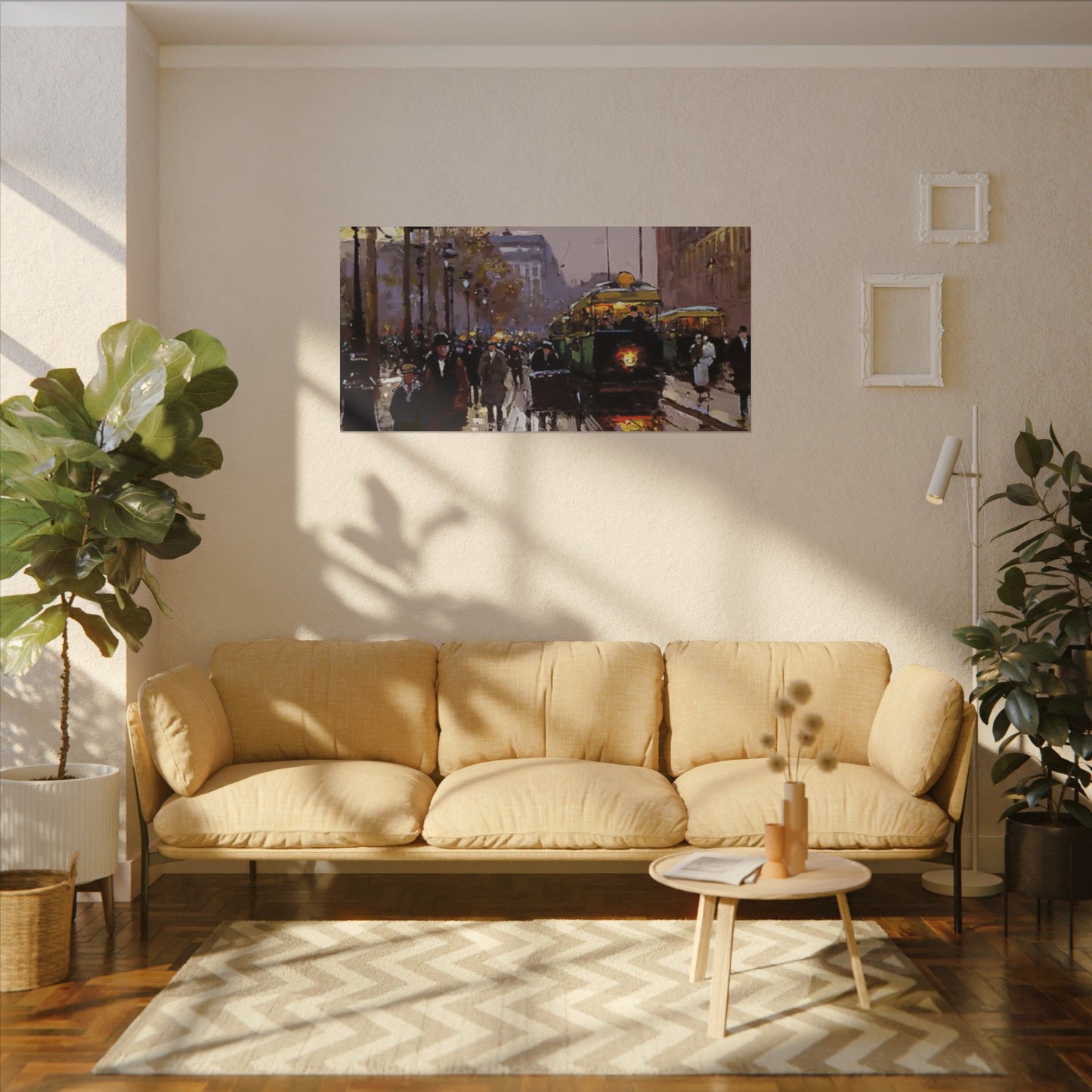 Canvas Print - Vintage Art of France Streetcar, French Artwork