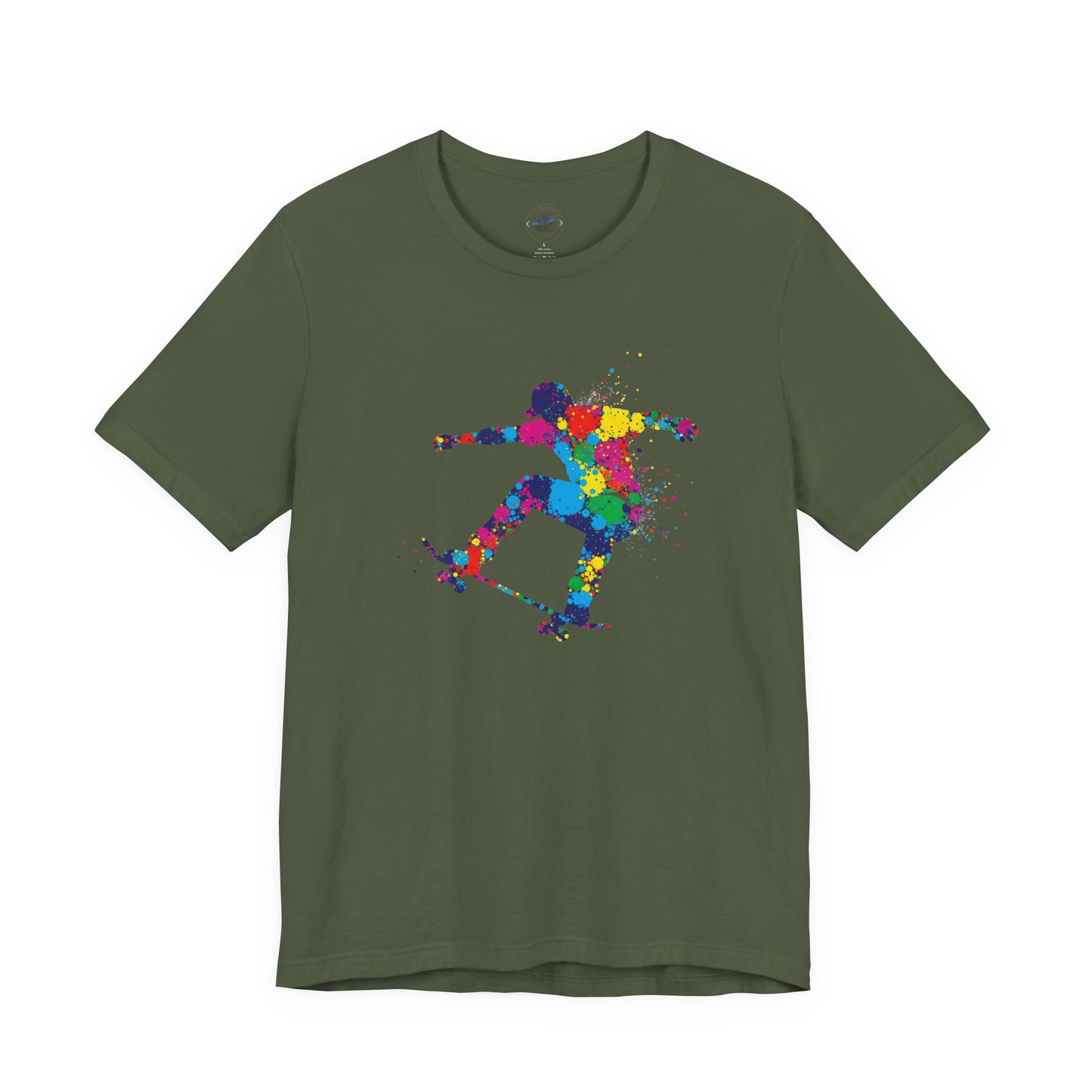 Day Dot Style Colorful Skateboarder Tee, Unisex Skate Shirt, Gift for Skaters, Summer T-Shirt, Streetwear Apparel, Cool Graphic Tee