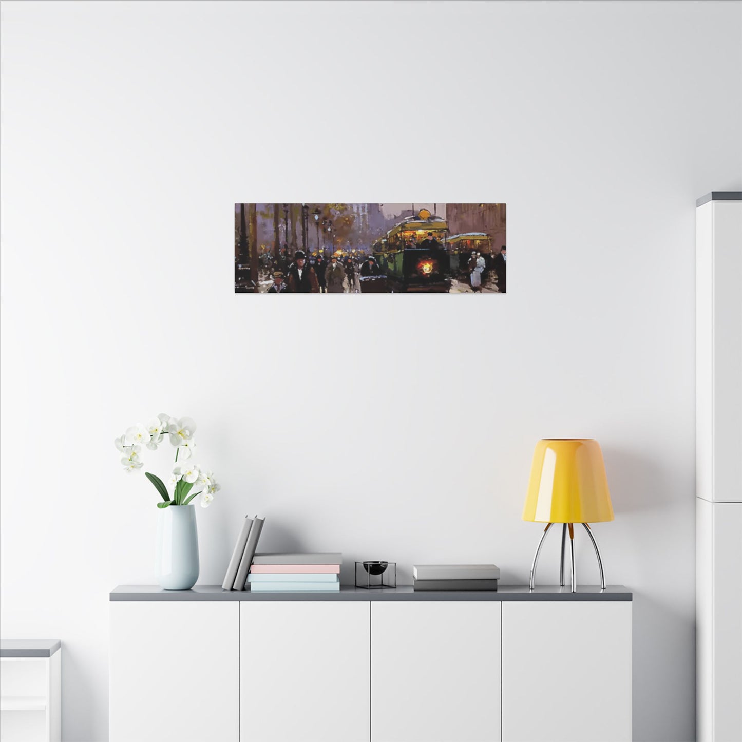 Canvas Print - Vintage Art of France Streetcar, French Artwork