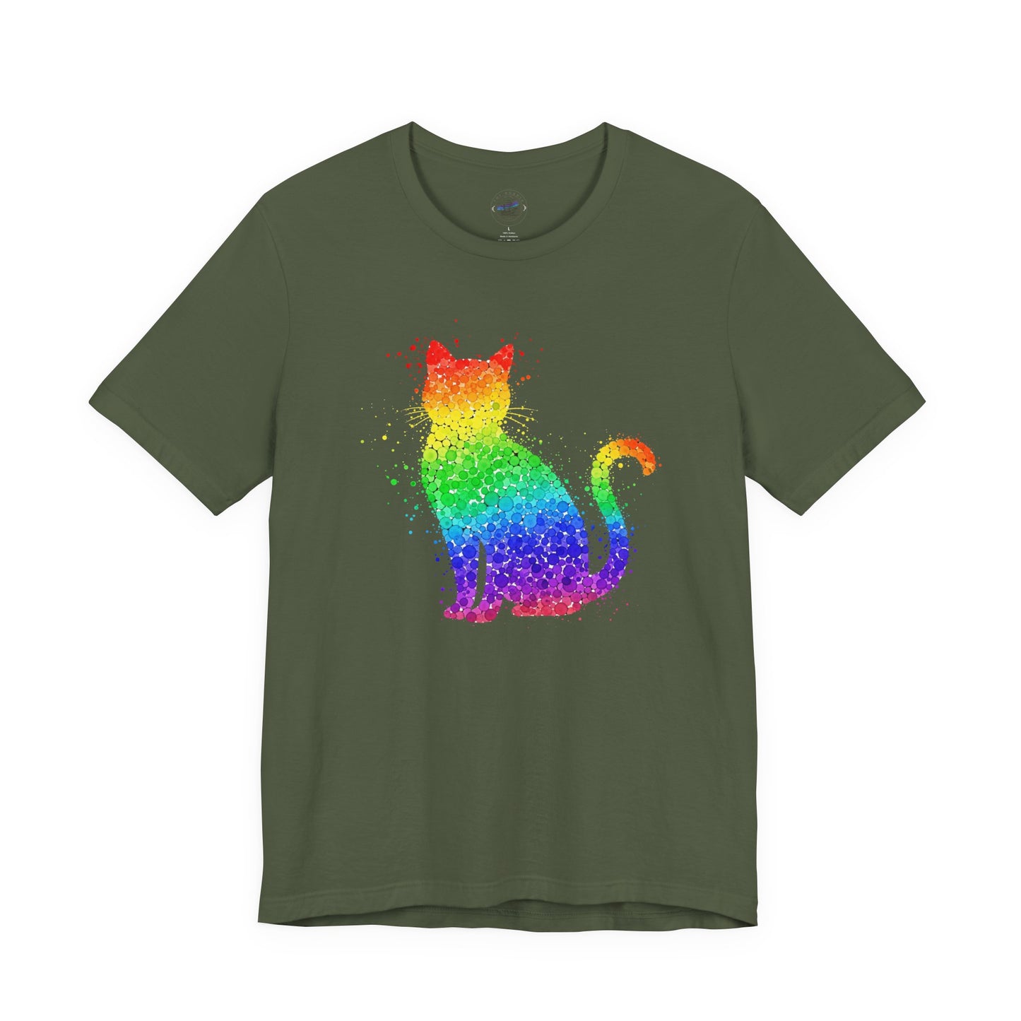 Day Dot Design, Colorful Cat Art Unisex Tee, Rainbow Cat T-Shirt, Pet Lover Gift, Cat Owner Apparel, Cute Cat Shirt, LGBT Pride Fashion
