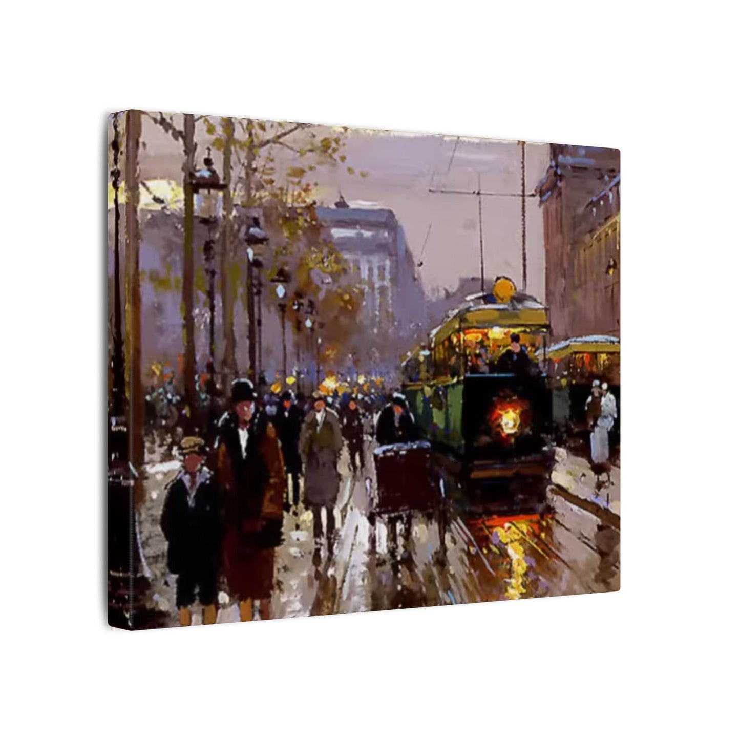 Canvas Print - Vintage Art of France Streetcar, French Artwork