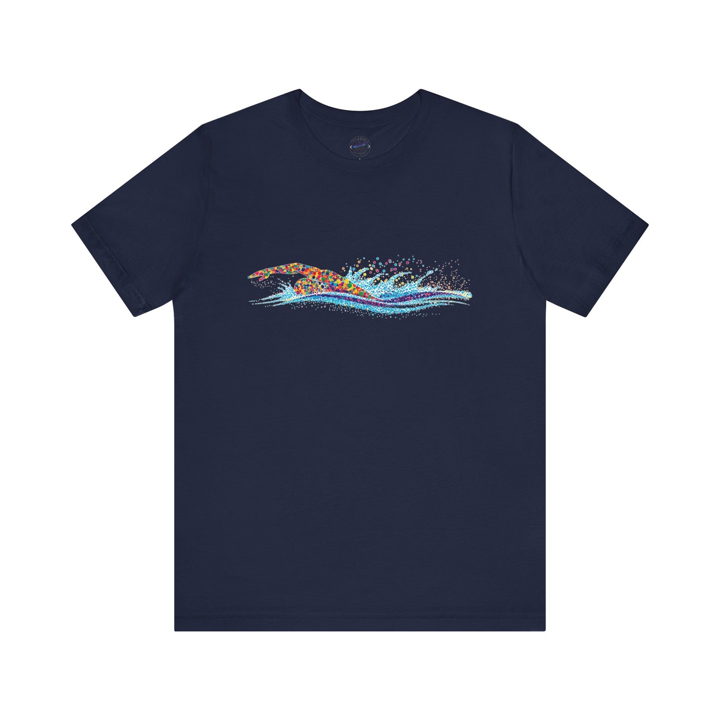 Colorful Day Dot Cool Wave Swimmer Graphic Unisex Tee, Casual Wear, Graphic T-Shirt, Beach Lover Shirt, Gift for Surfers