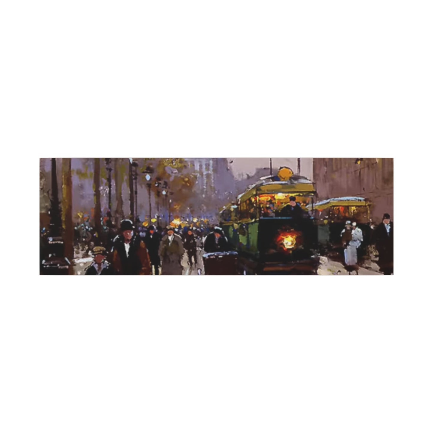Canvas Print - Vintage Art of France Streetcar, French Artwork