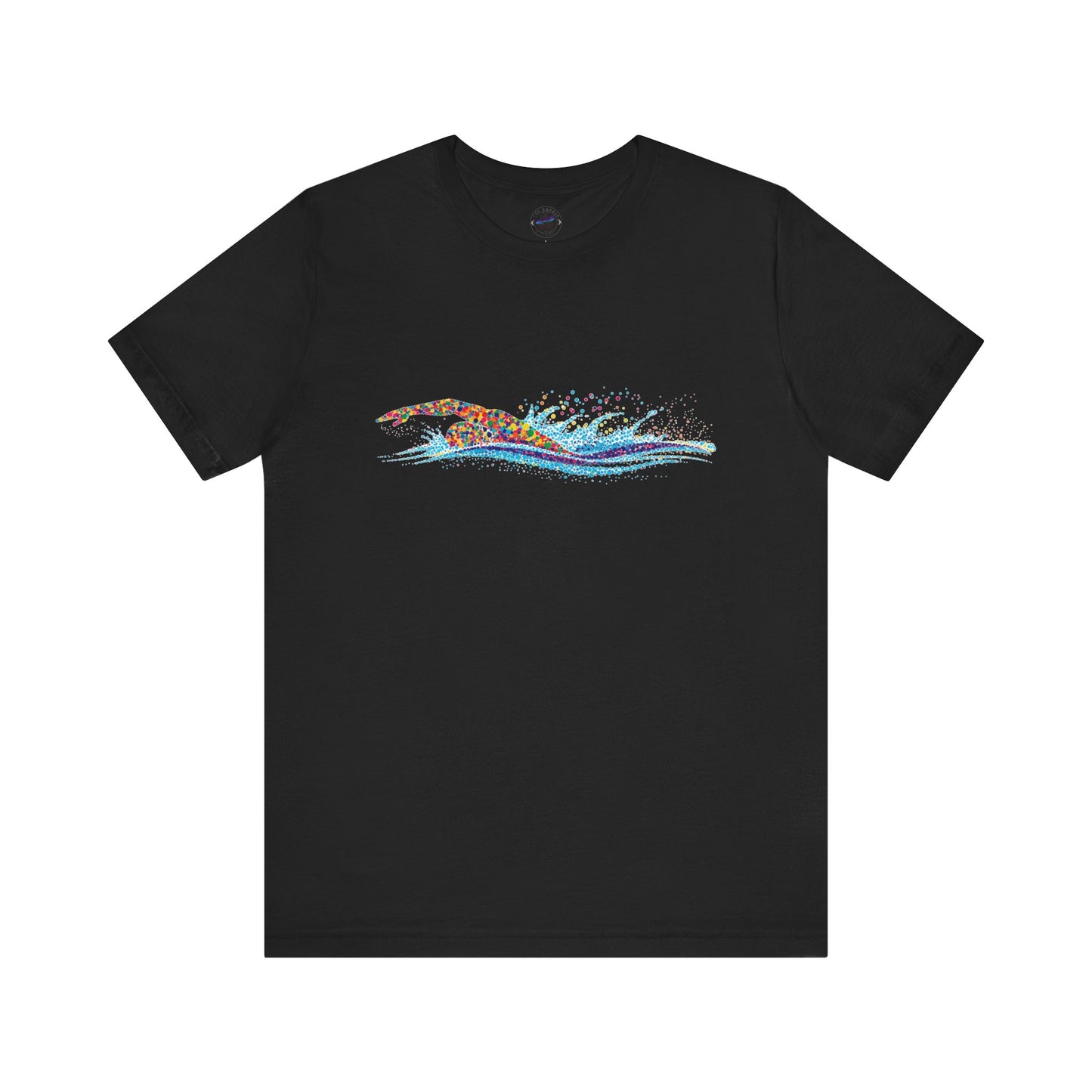 Colorful Day Dot Cool Wave Swimmer Graphic Unisex Tee, Casual Wear, Graphic T-Shirt, Beach Lover Shirt, Gift for Surfers