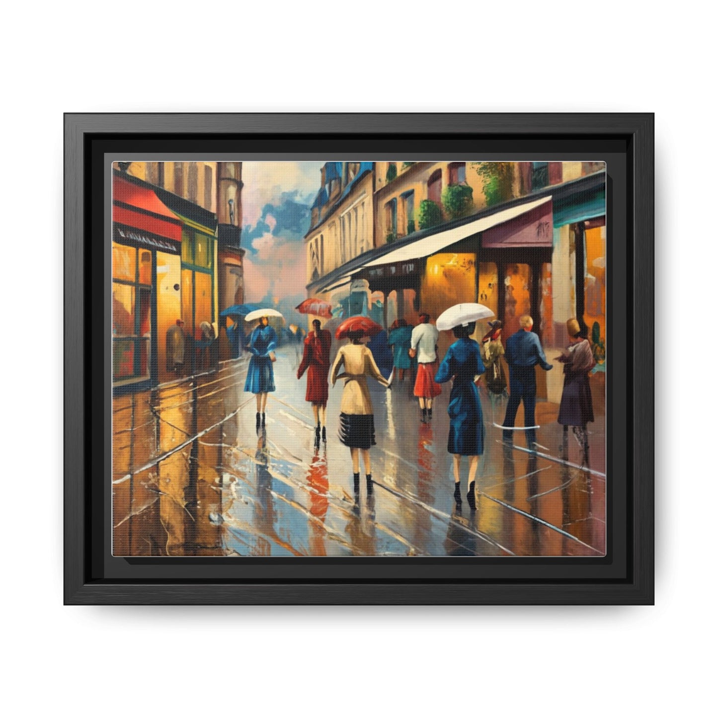 Framed Canvas-Cityscape French Ladies Shopping