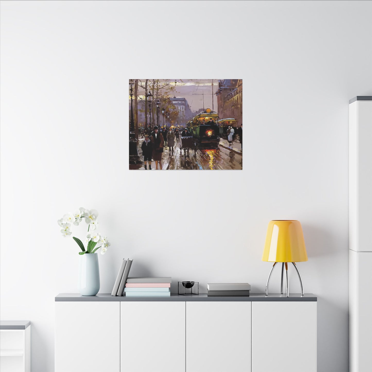 Canvas Print - Vintage Art of France Streetcar, French Artwork
