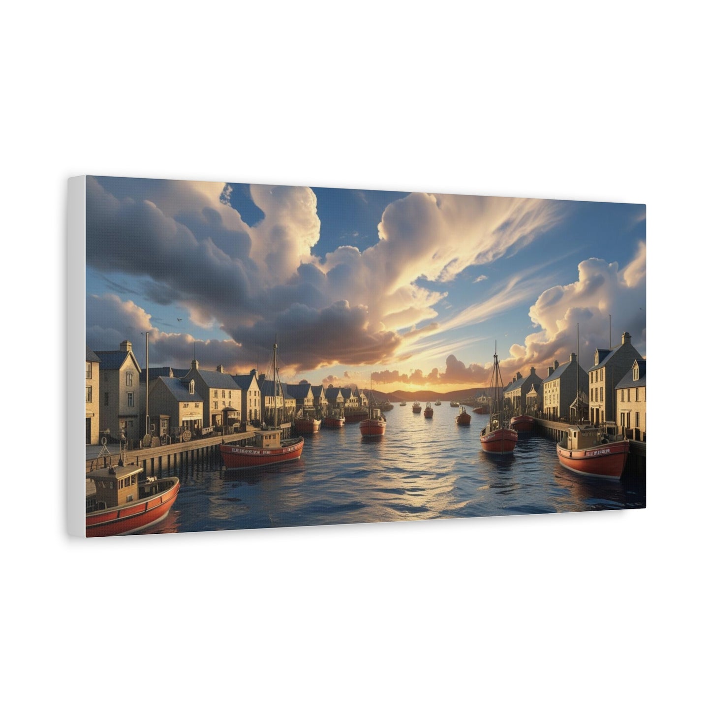 Serene Harbor Canvas Print, Nautical Wall Art, Coastal Home Decor, Sunset Artwork, Gift for Beach Lovers, Scenic Artwork