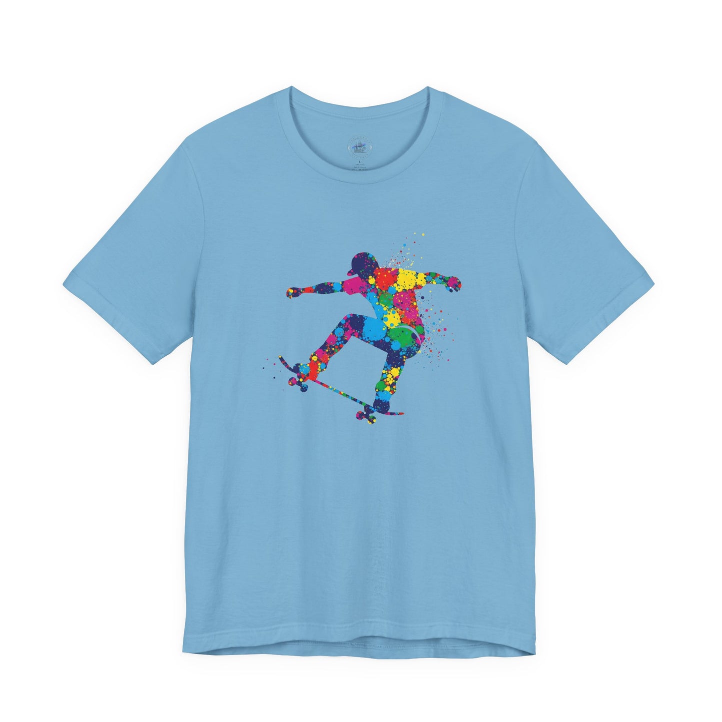 Day Dot Style Colorful Skateboarder Tee, Unisex Skate Shirt, Gift for Skaters, Summer T-Shirt, Streetwear Apparel, Cool Graphic Tee