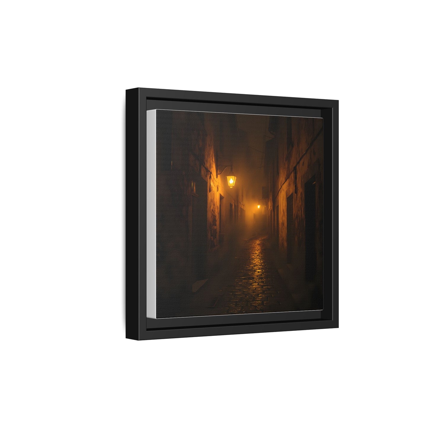 Framed Canvas Art, Foggy Street, Moody Wall Decor, Cozy Home Aesthetic, Gift for Art Lovers, Nighttime Atmosphere