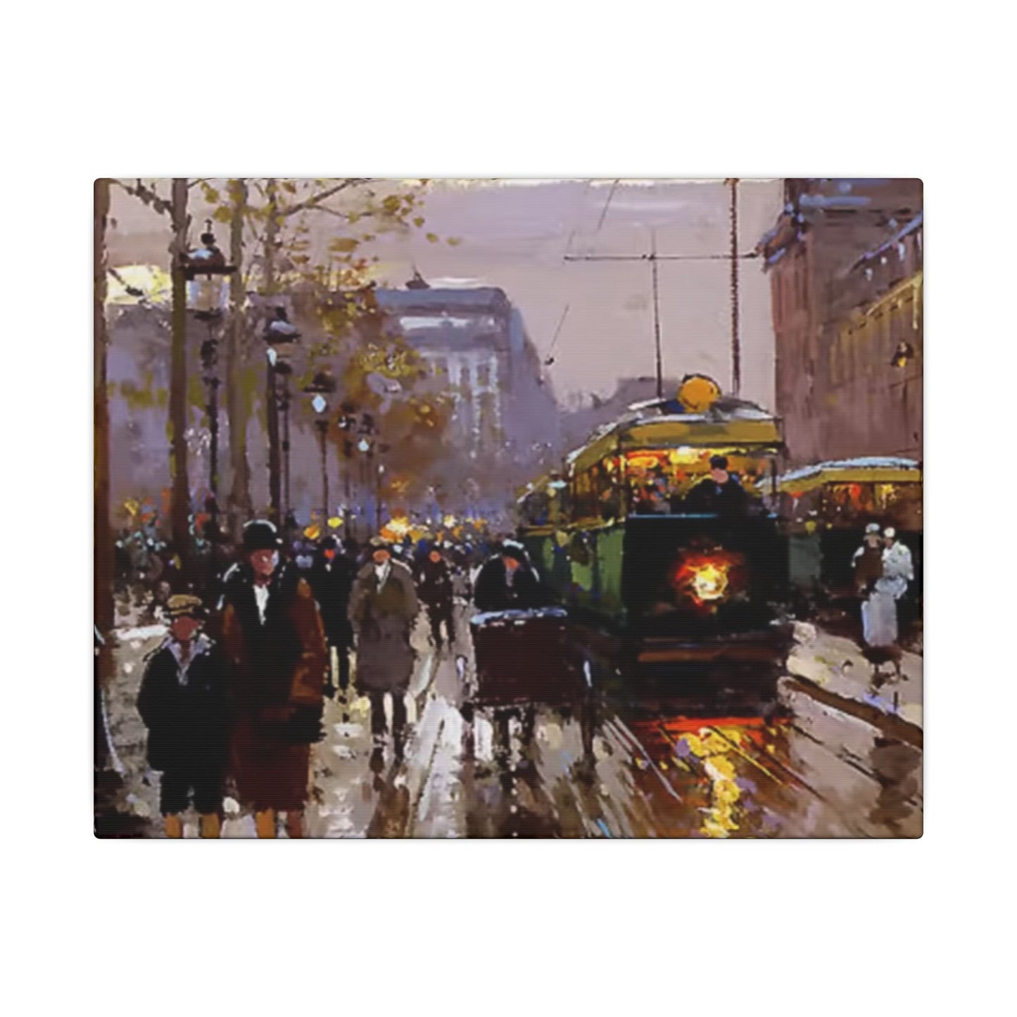 Canvas Print - Vintage Art of France Streetcar, French Artwork
