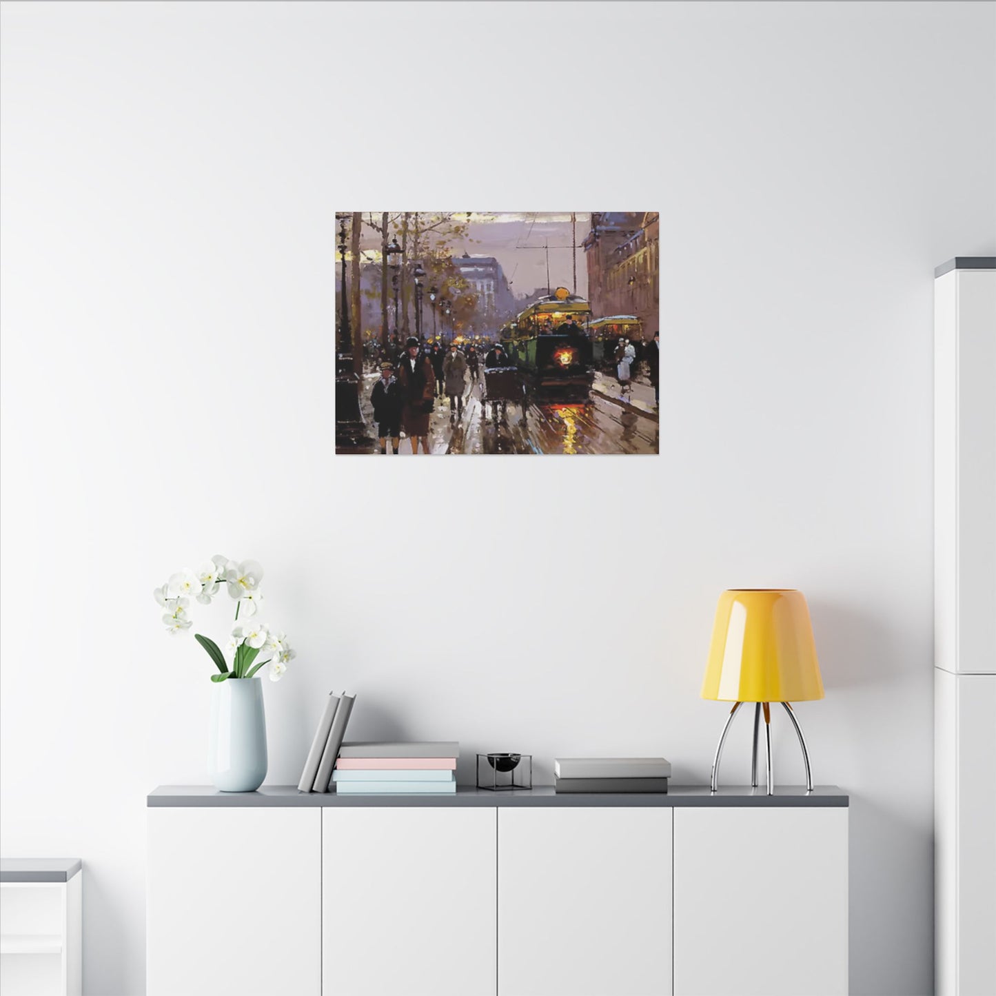 Canvas Print - Vintage Art of France Streetcar, French Artwork