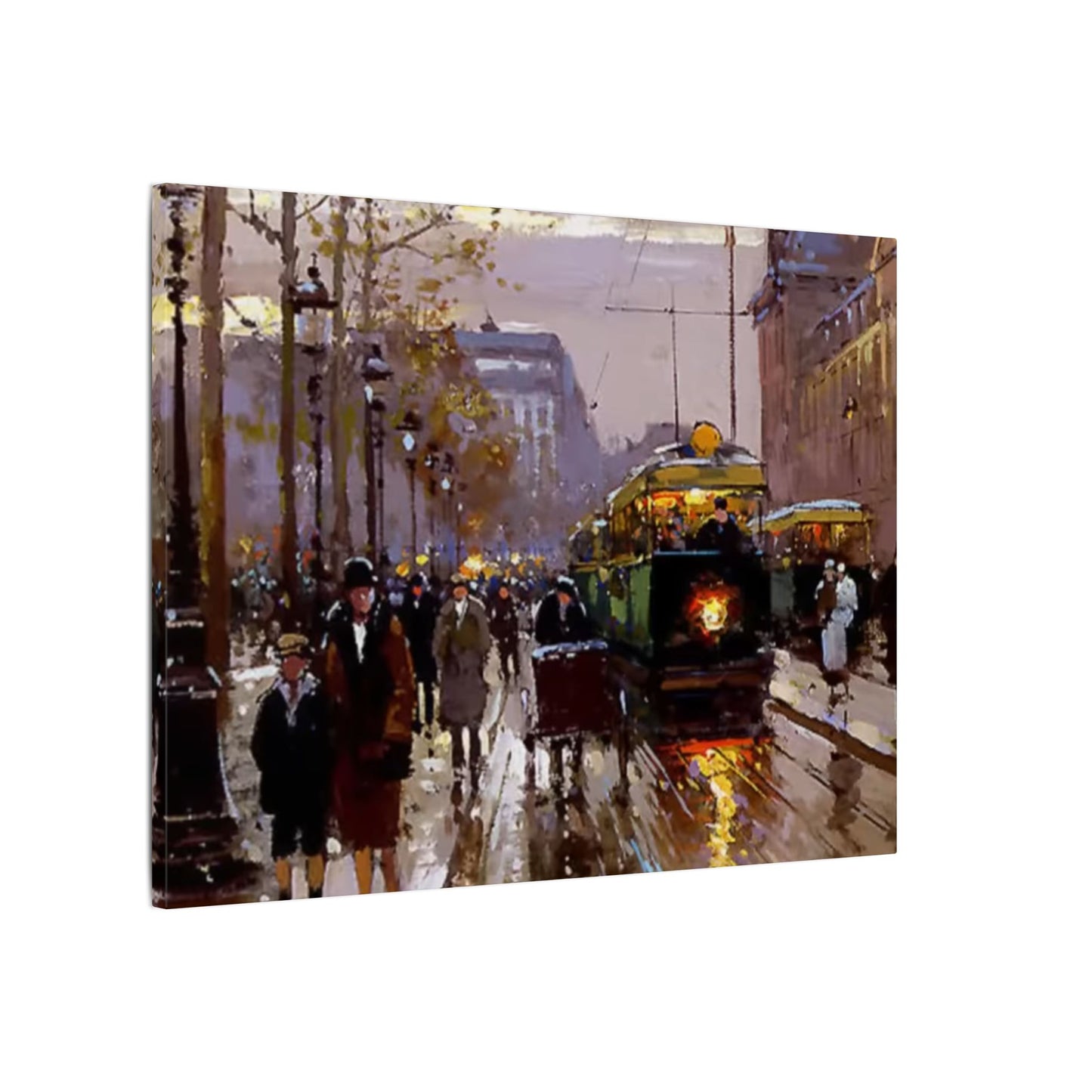 Canvas Print - Vintage Art of France Streetcar, French Artwork