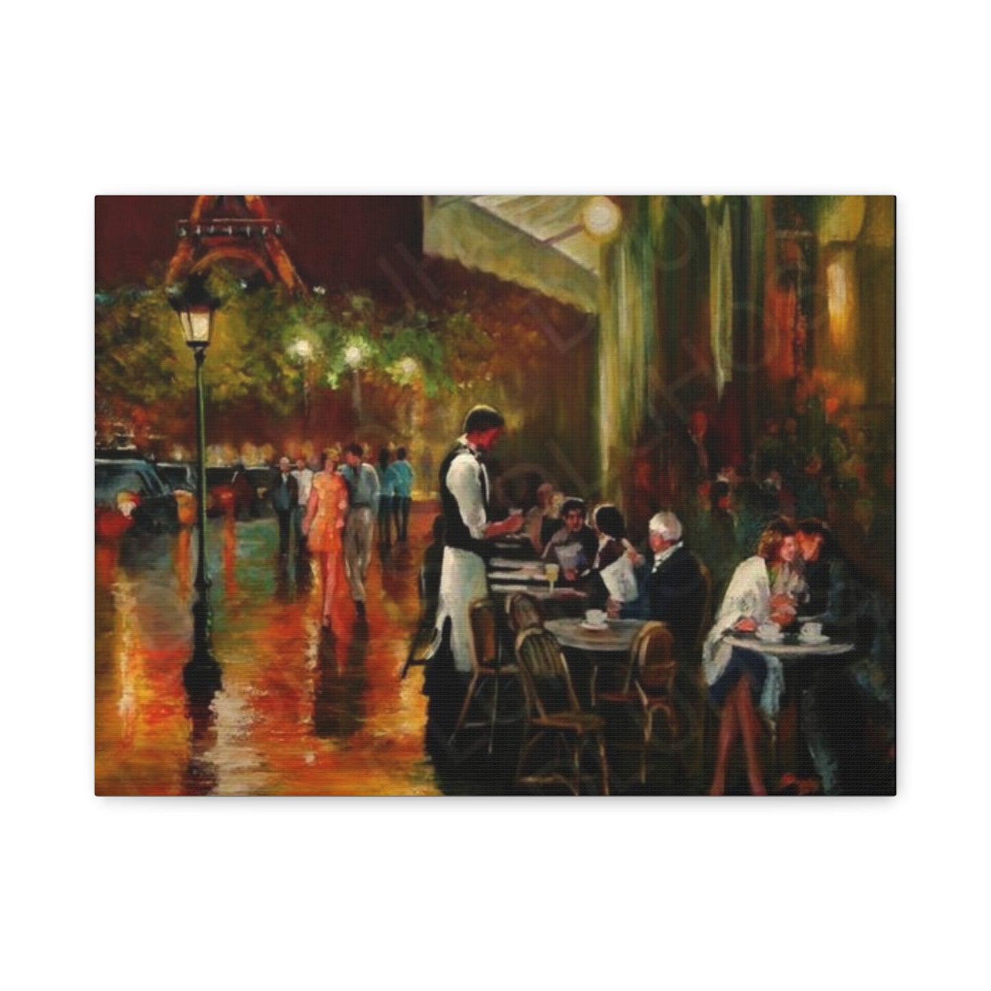 Canvas Wall Art - Charming French Street side Cafe Dining