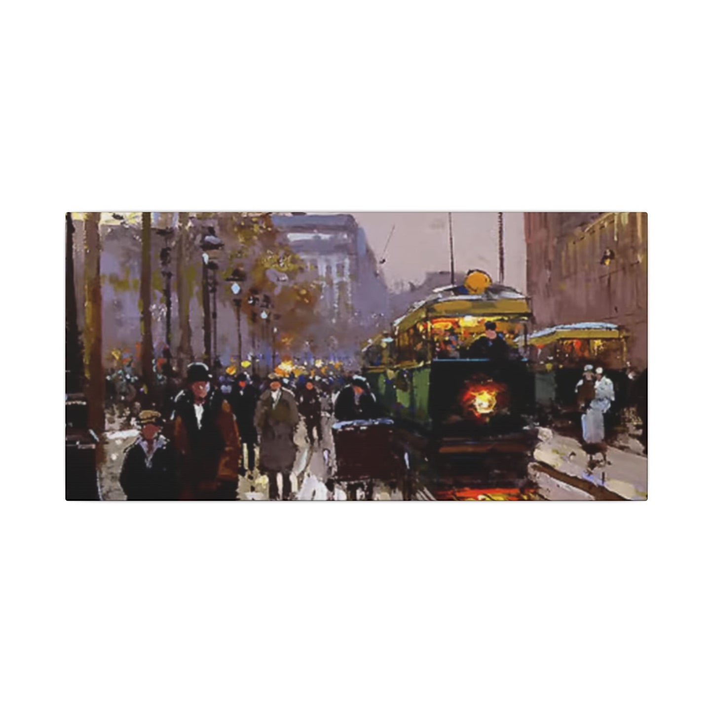 Canvas Print - Vintage Art of France Streetcar, French Artwork