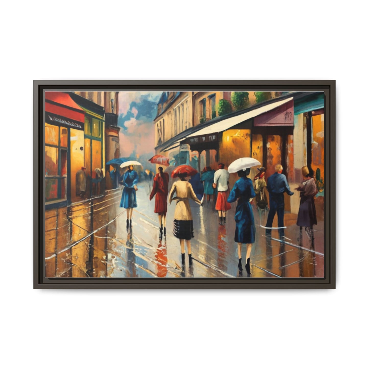 Framed Canvas-Cityscape French Ladies Shopping
