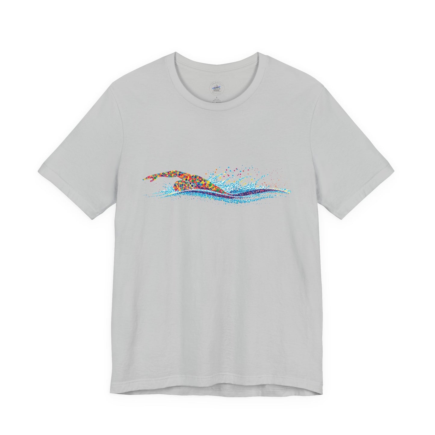 Colorful Day Dot Cool Wave Swimmer Graphic Unisex Tee, Casual Wear, Graphic T-Shirt, Beach Lover Shirt, Gift for Surfers
