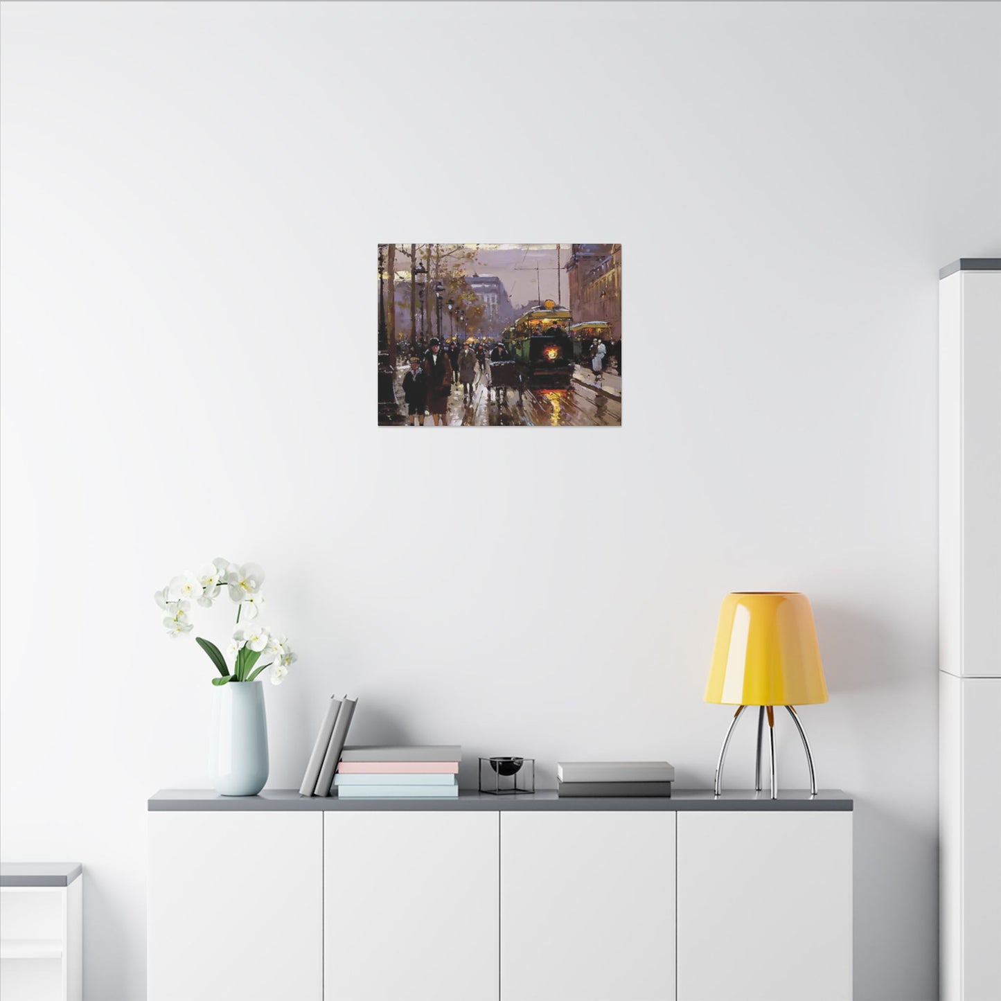 Canvas Print - Vintage Art of France Streetcar, French Artwork