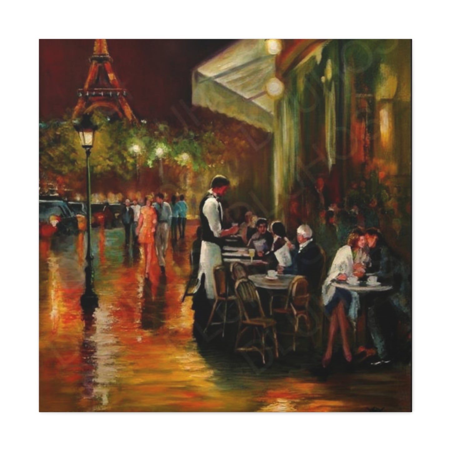 Canvas Wall Art - Charming French Street side Cafe Dining