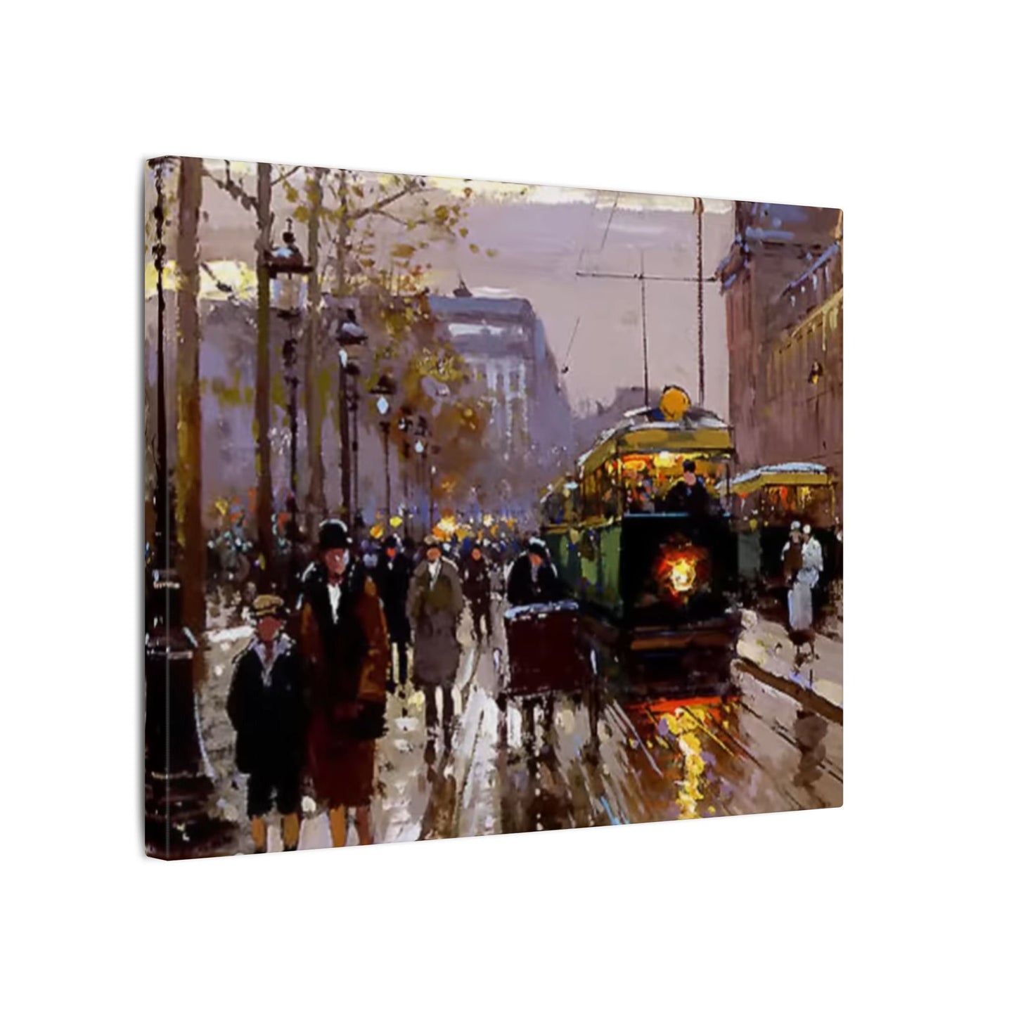 Canvas Print - Vintage Art of France Streetcar, French Artwork