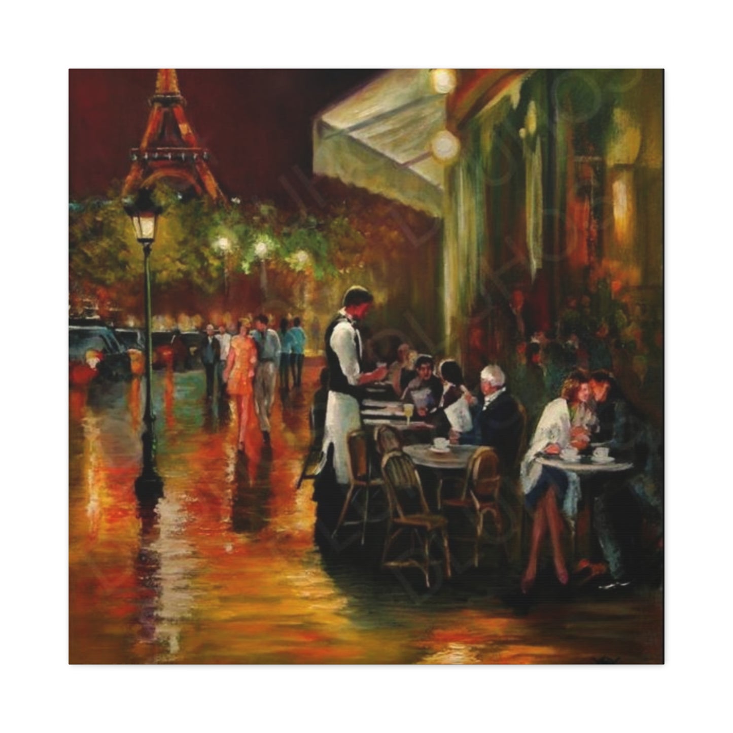 Canvas Wall Art - Charming French Street side Cafe Dining