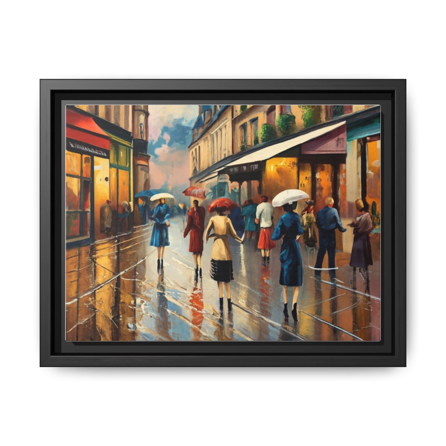 Framed Canvas-Cityscape French Ladies Shopping