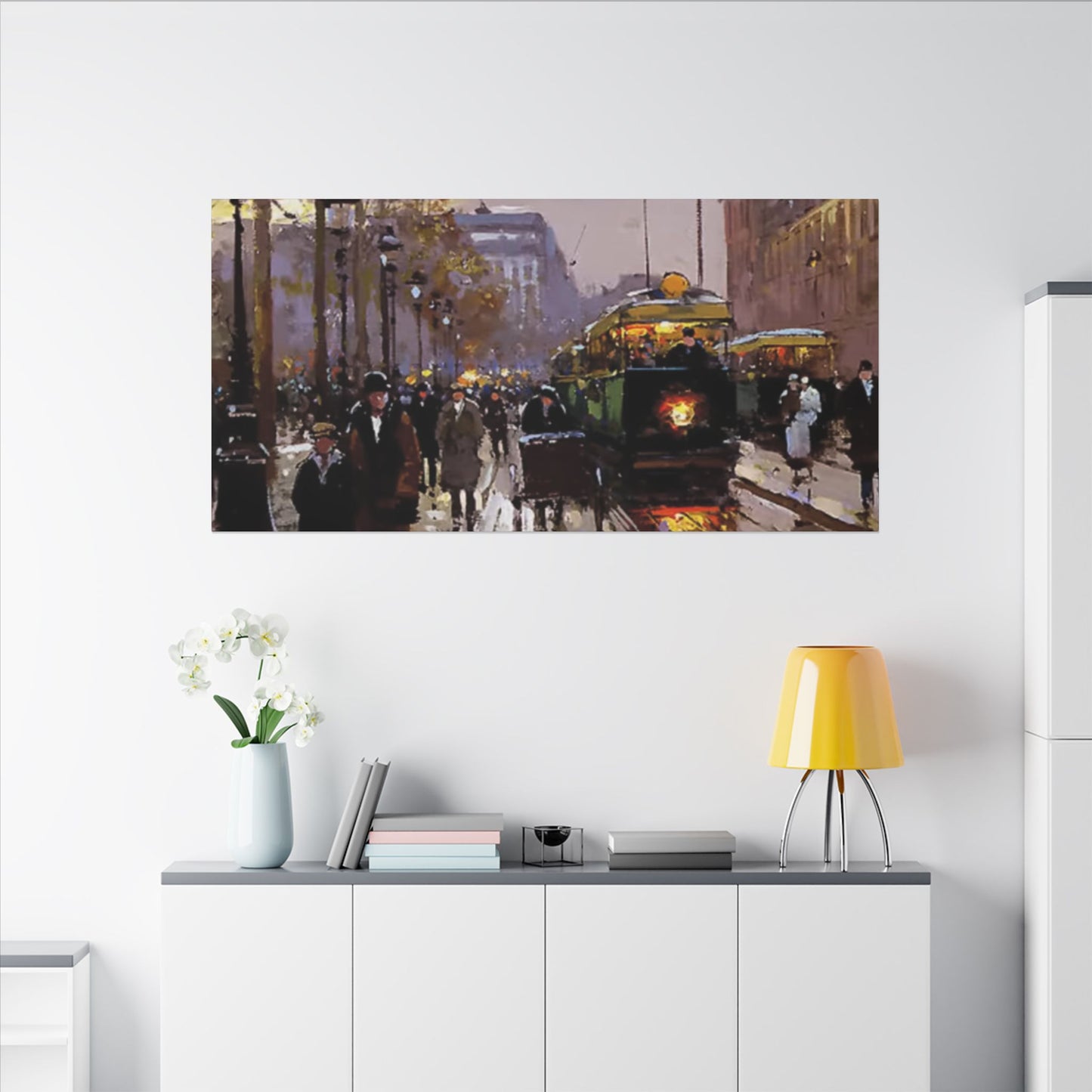 Canvas Print - Vintage Art of France Streetcar, French Artwork