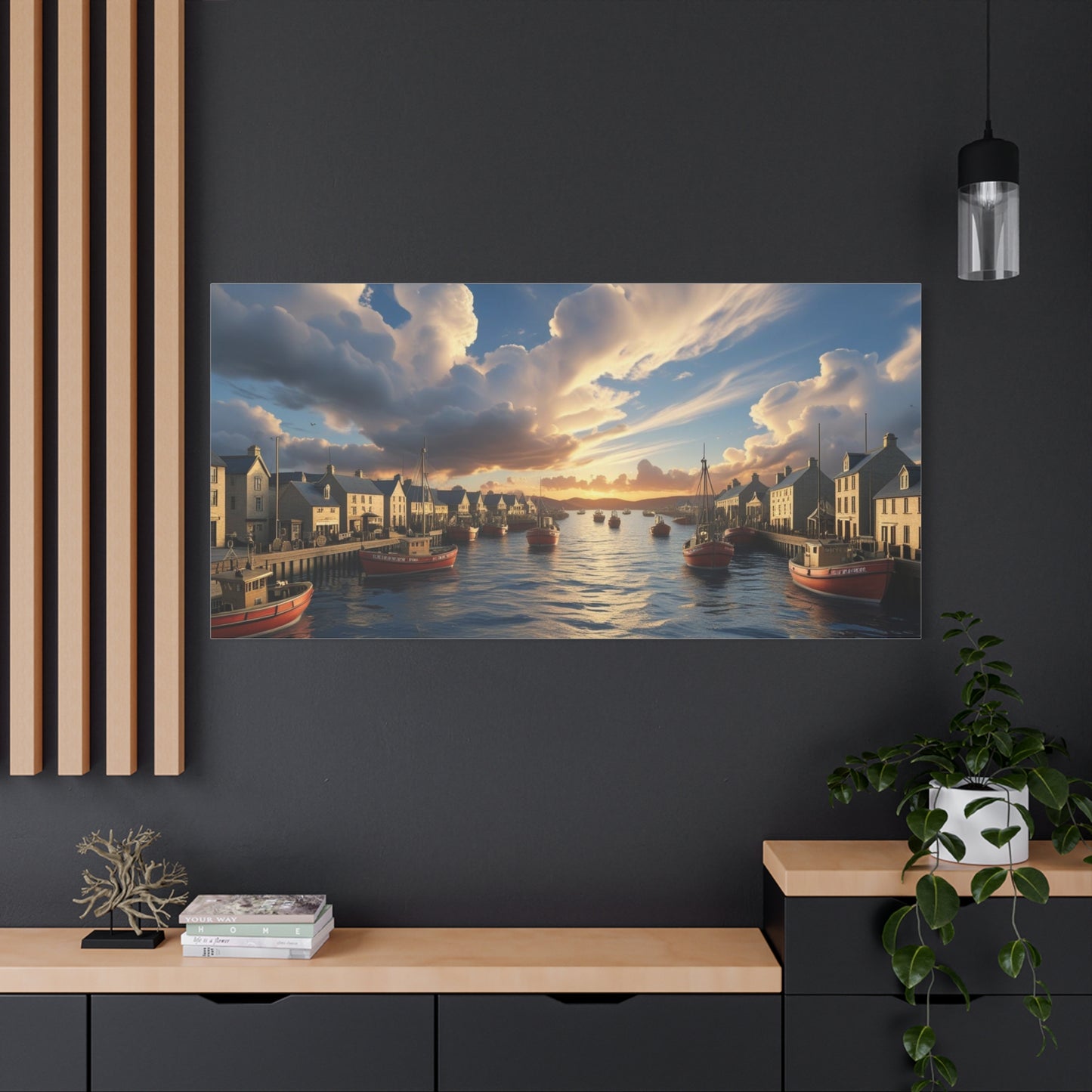 Serene Harbor Canvas Print, Nautical Wall Art, Coastal Home Decor, Sunset Artwork, Gift for Beach Lovers, Scenic Artwork