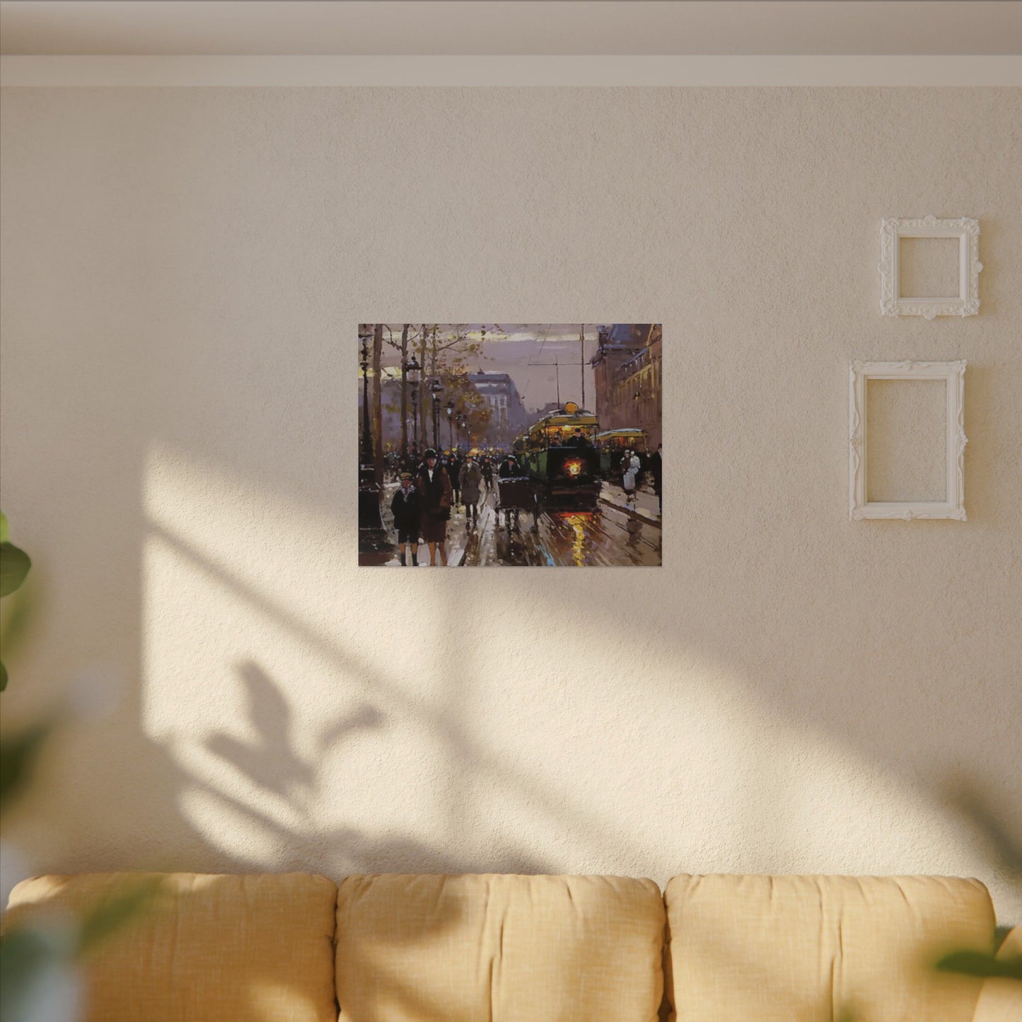 Canvas Print - Vintage Art of France Streetcar, French Artwork