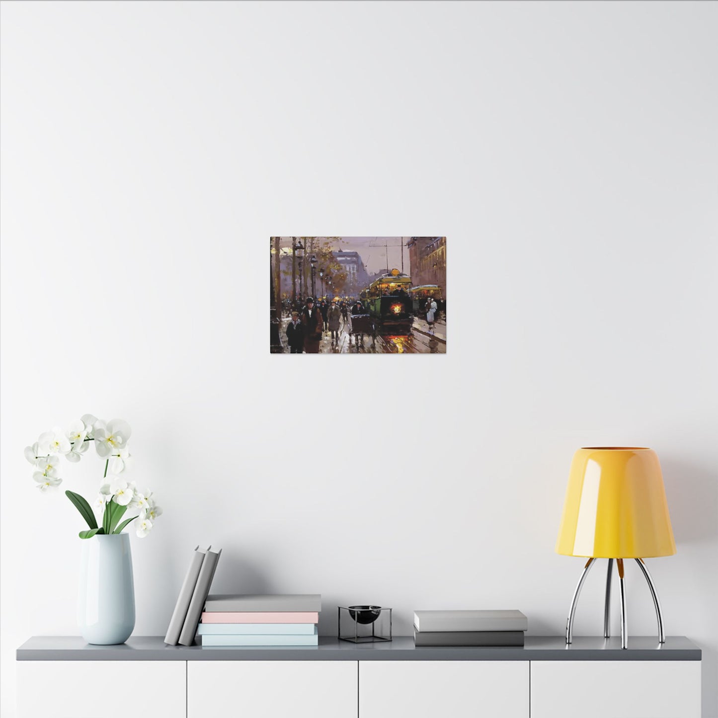 Canvas Print - Vintage Art of France Streetcar, French Artwork