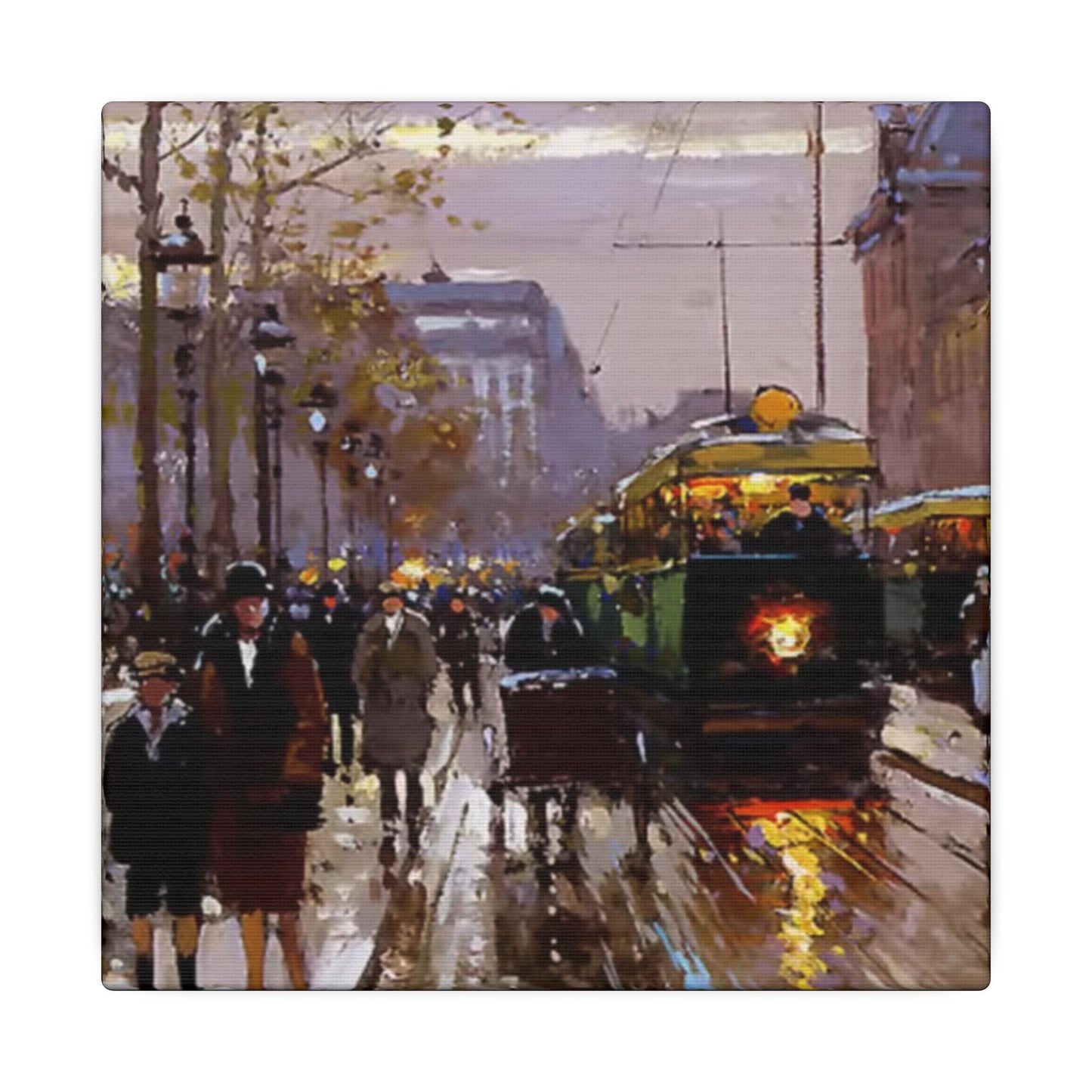 Canvas Print - Vintage Art of France Streetcar, French Artwork